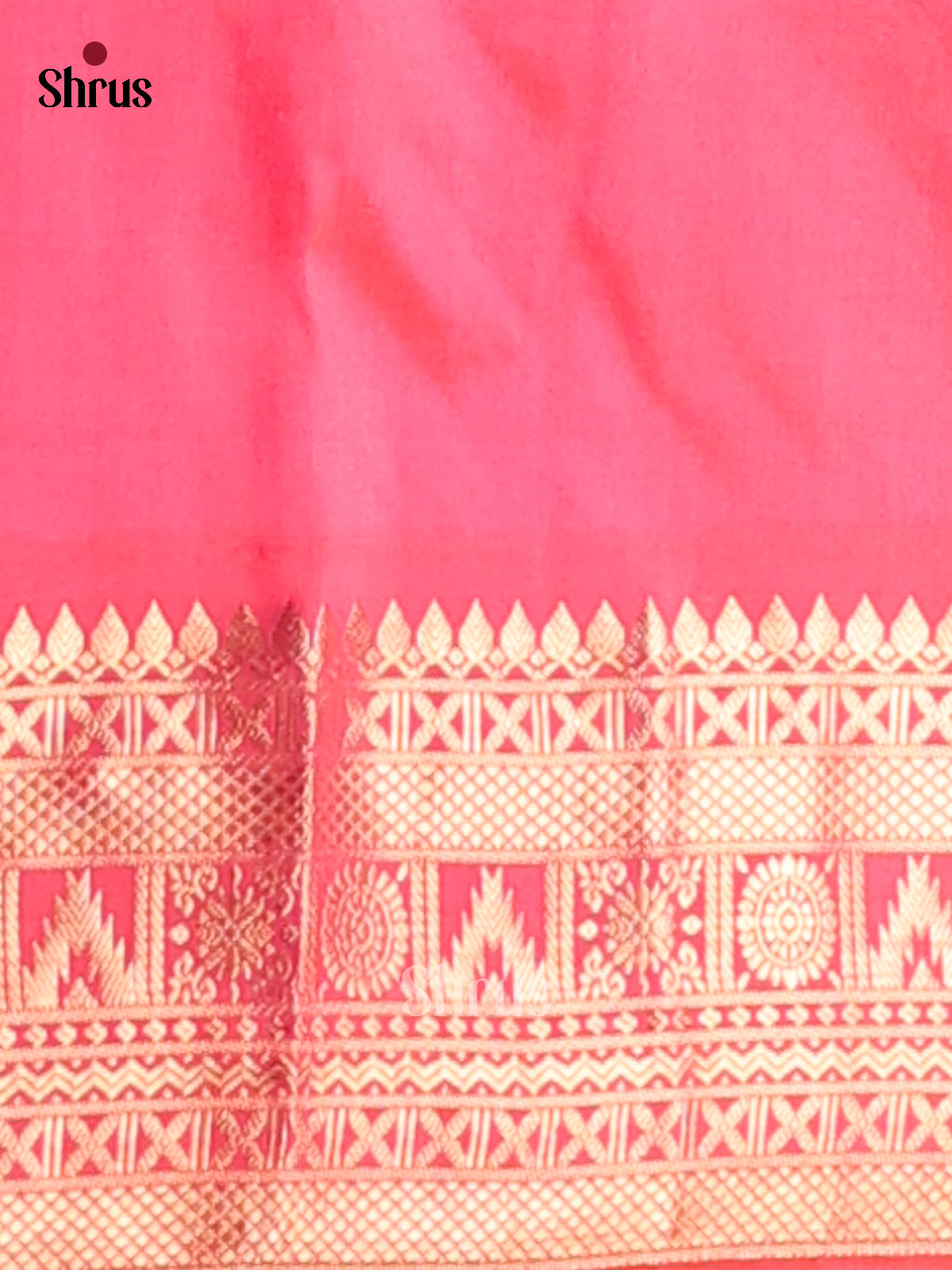 Royal blue Kanchipuram silk Saree with contrast Orangish Pink border