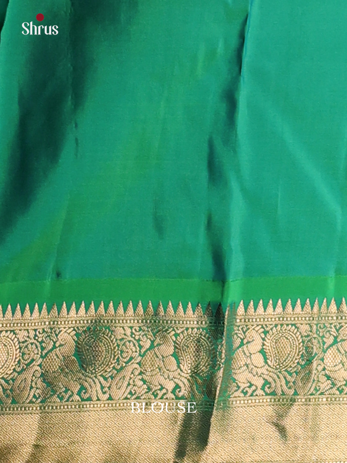 Shimmery Orangish Pink Kanchipuram silk Saree with peacock vines border-2