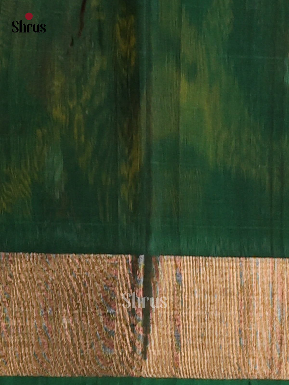 Yellow & Green - Pochampally ikkat silk cotton Saree -1