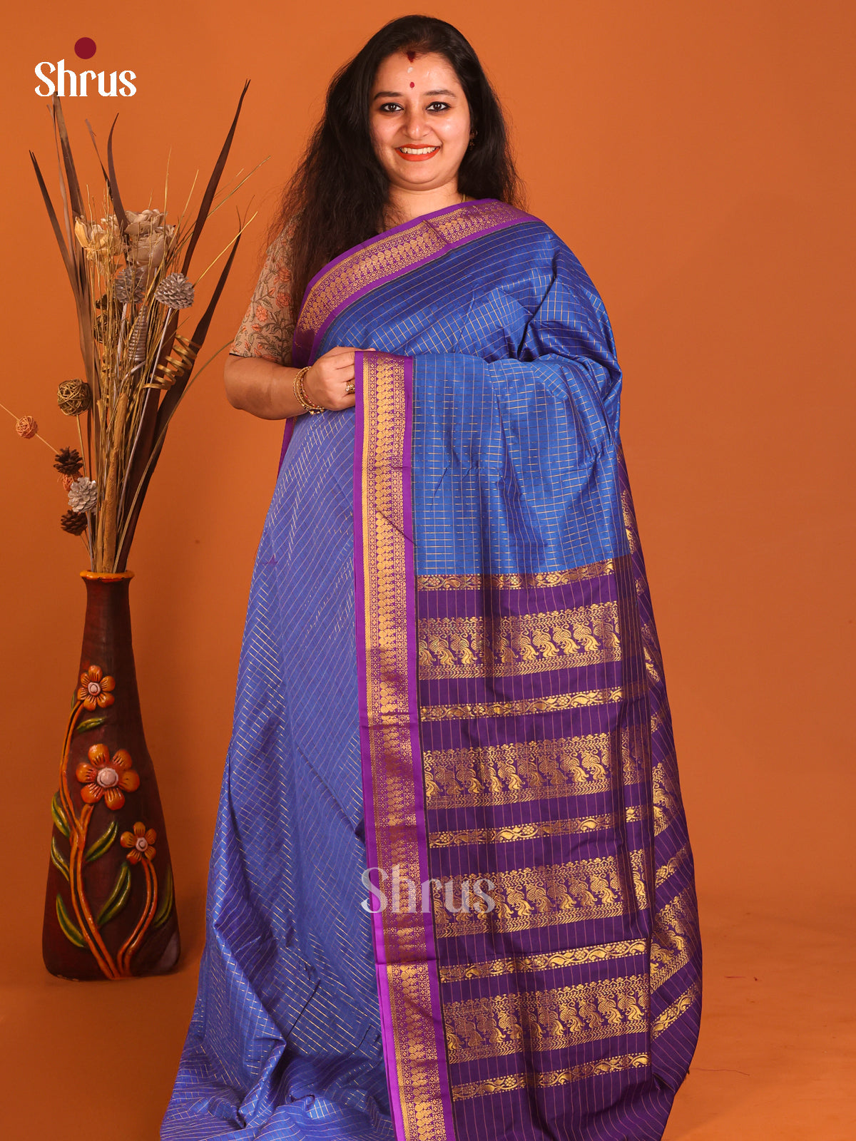 Blue & Violet - Kalyani Cotton Saree