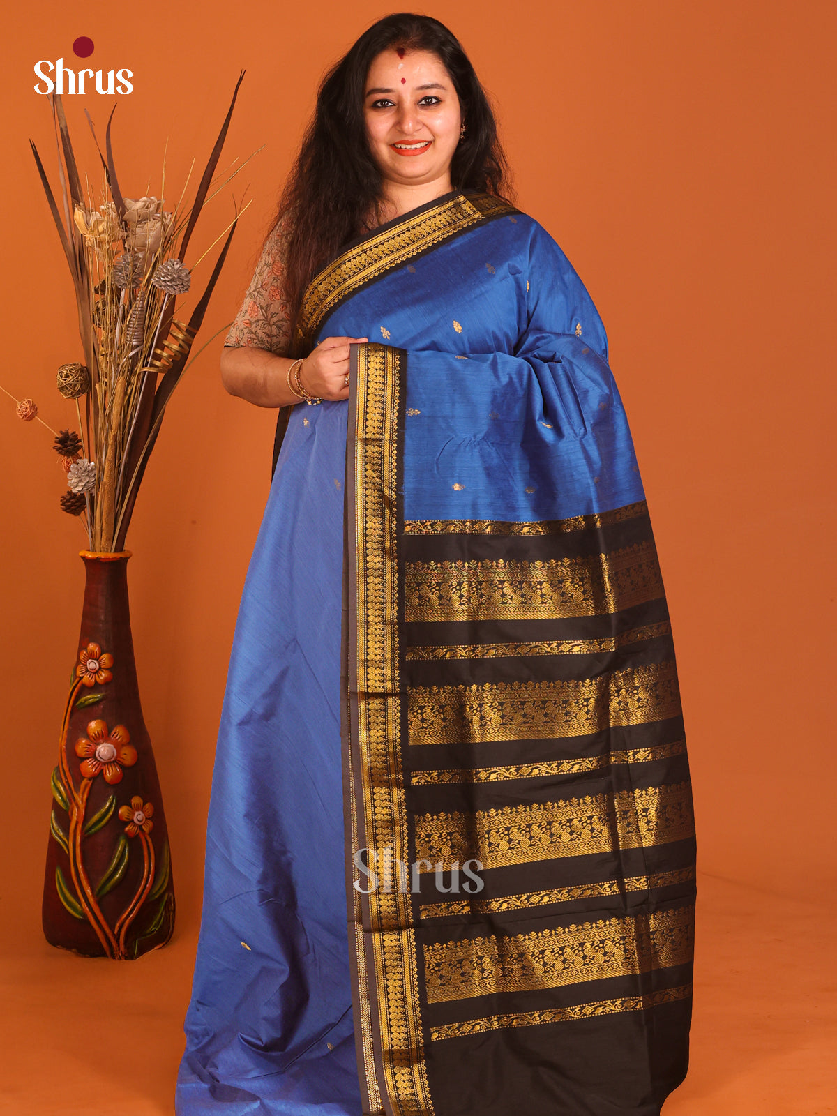Blue & Black - Kalyani Cotton Saree