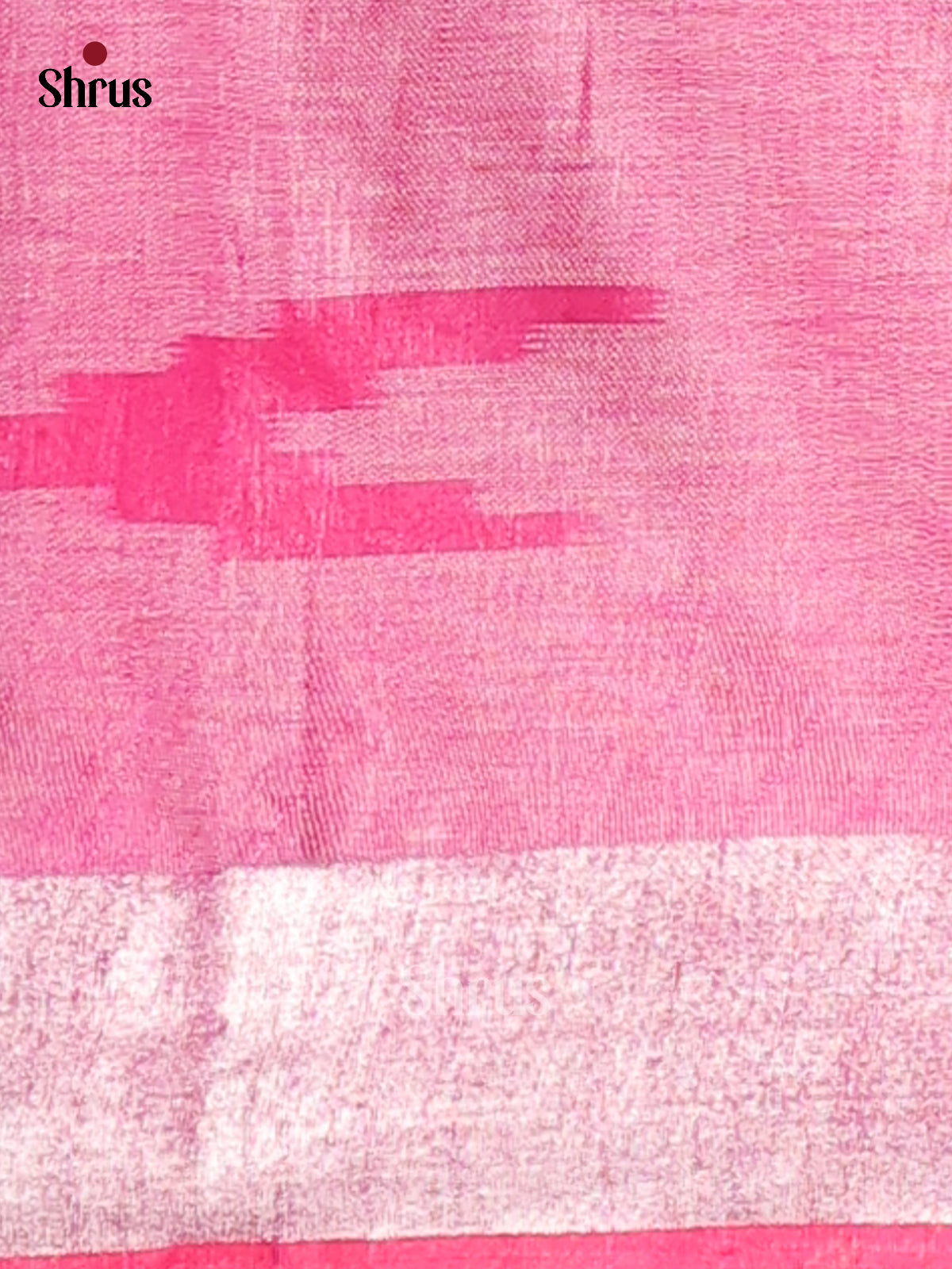 Pale Yellow & Pink - Semi Ikkat Saree - Shop on Shrus.com