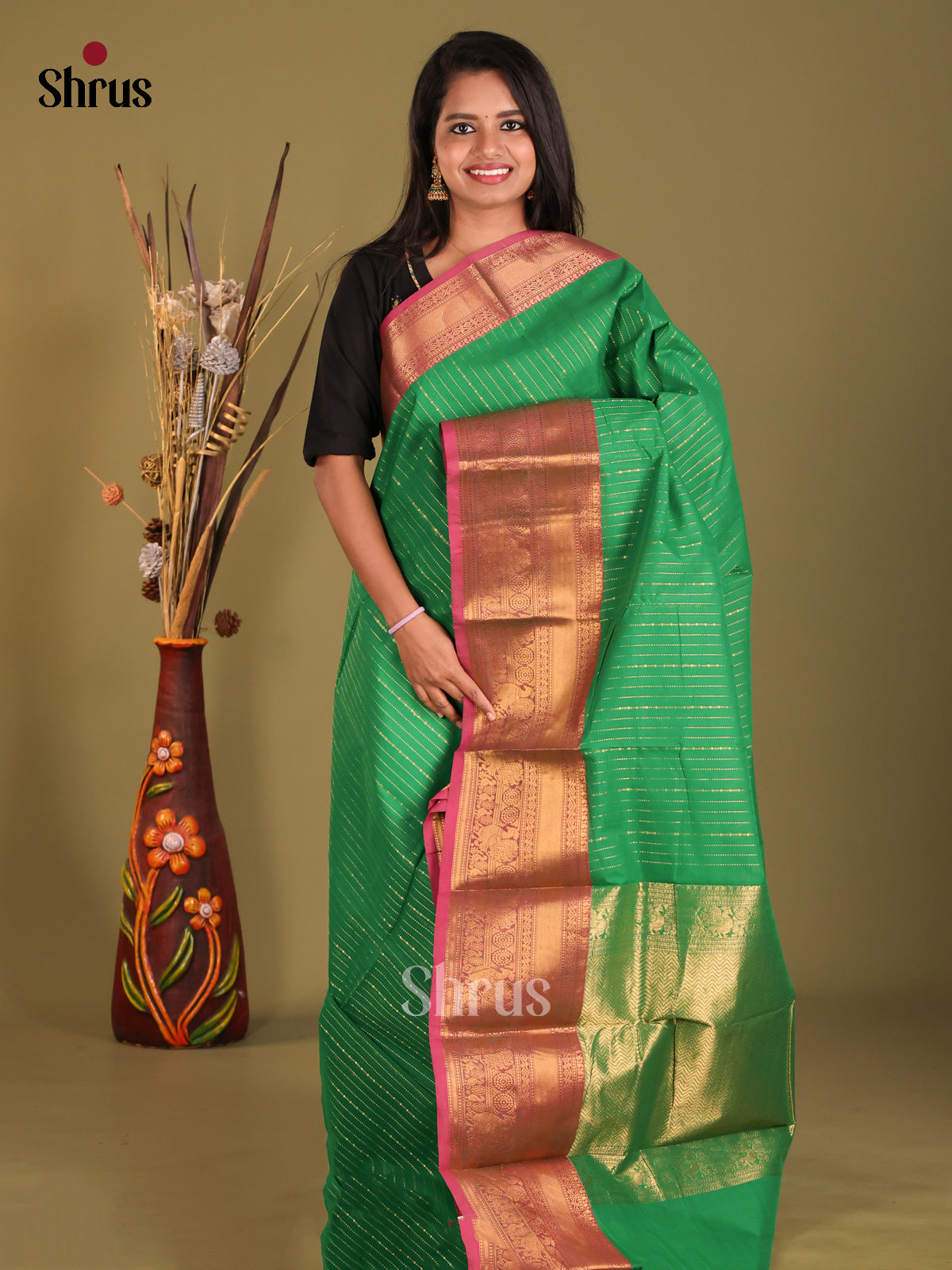 Green & Maroon- Chettinad Cotton Saree