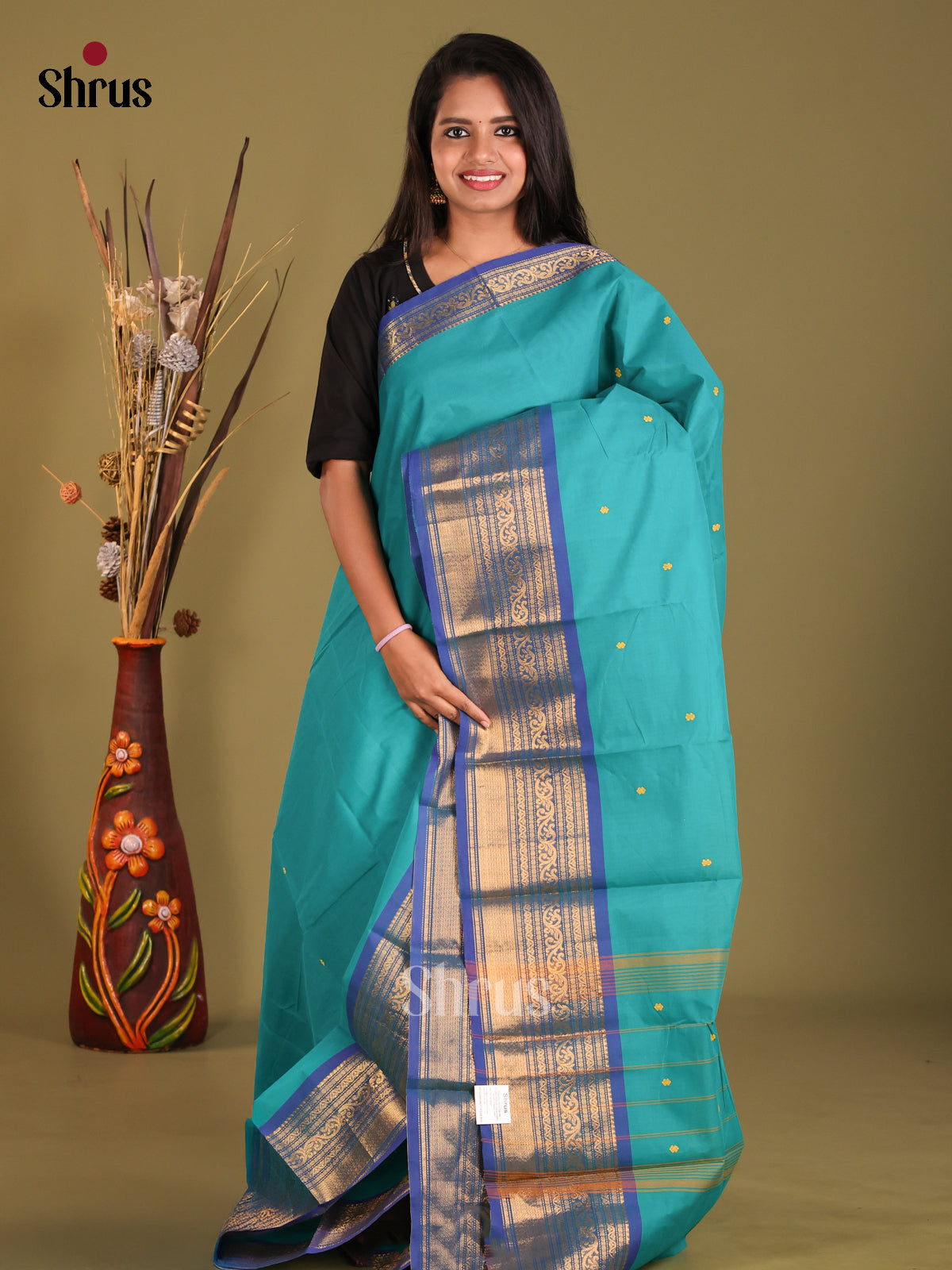 Light Blue & Blue - Chettinad Cotton Saree