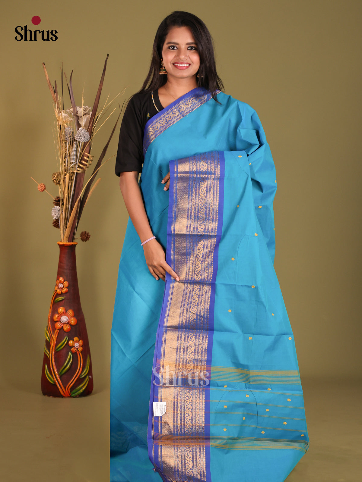Light Blue & Blue- Chettinad Cotton Saree