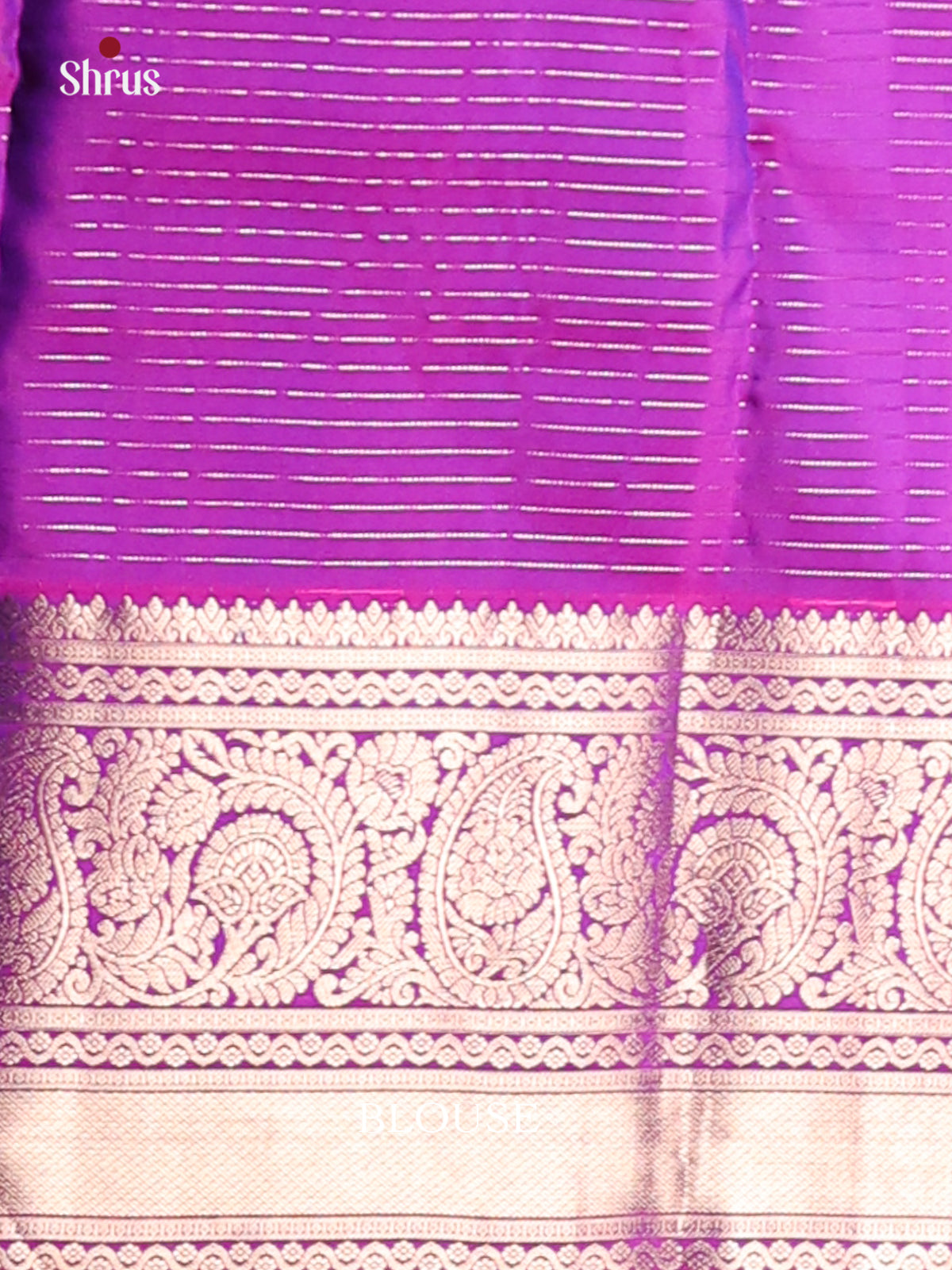 Blue & Purple Kanchipuram silk Saree with vaira oosi checks & Peacock buttas-2