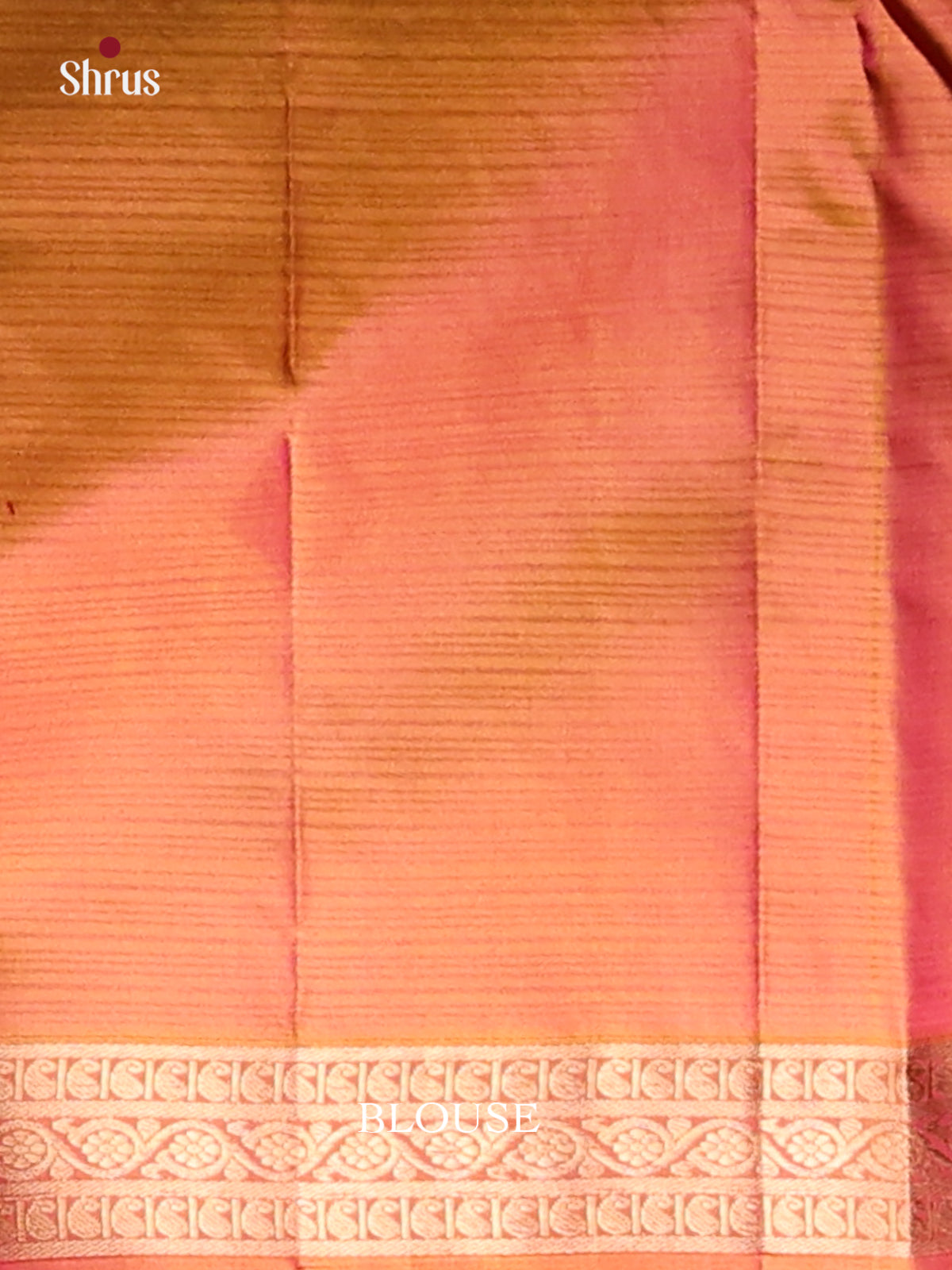 Pink & Brick Kanchipuram silk Saree with small floral vine zari border-2