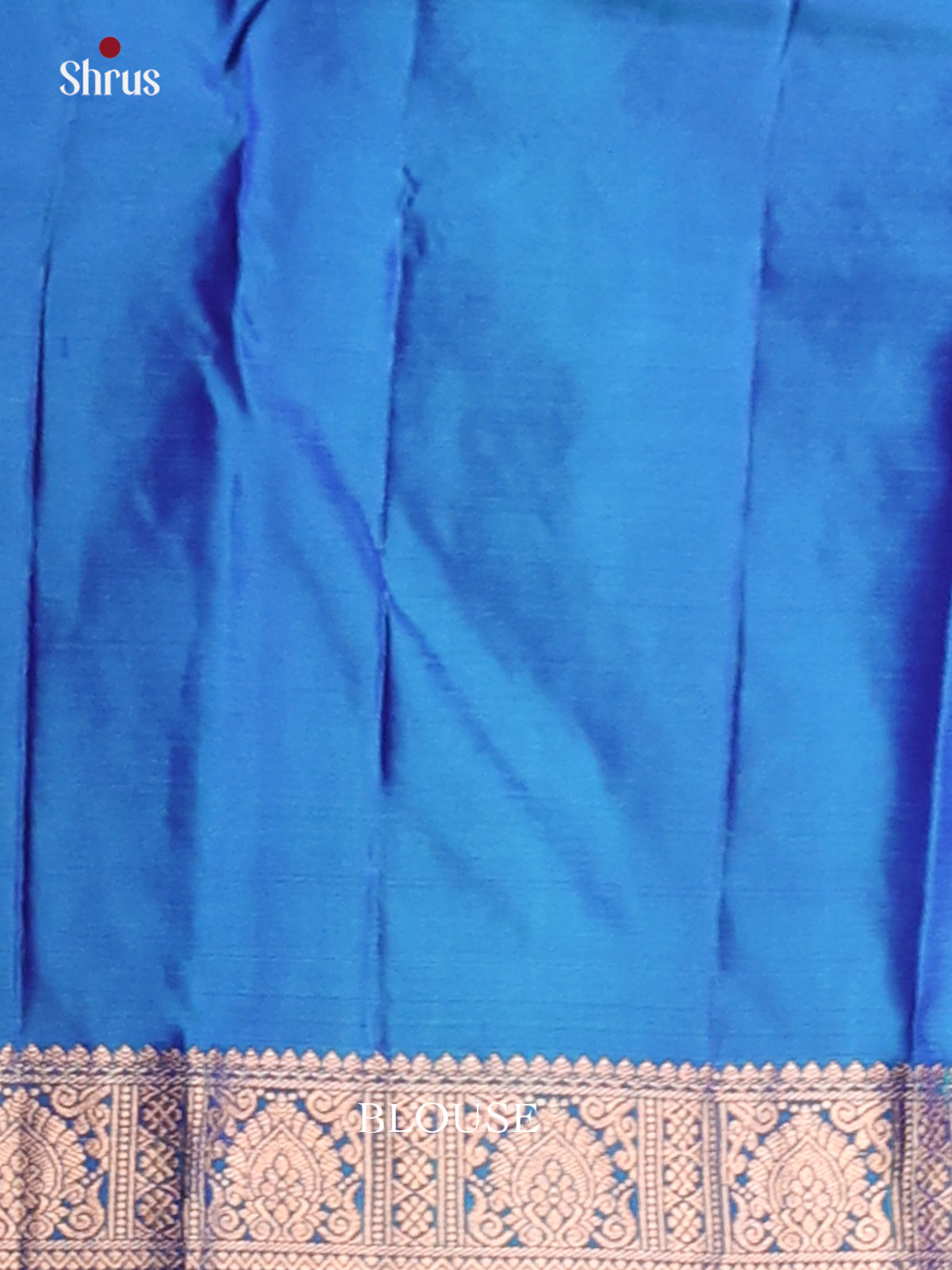 Royal Blue Kanchipuram silk Saree with criss cross zari brocade pallu-2