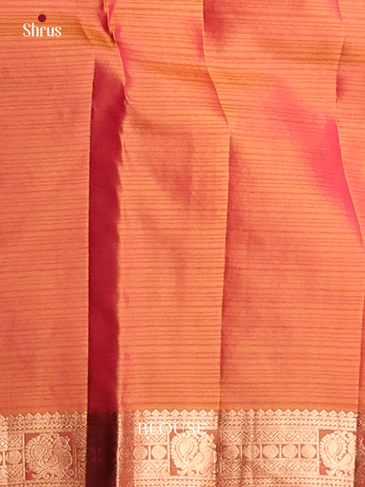 Pink & Brick Kanchipuram silk Saree with gold zari floral buttas-2