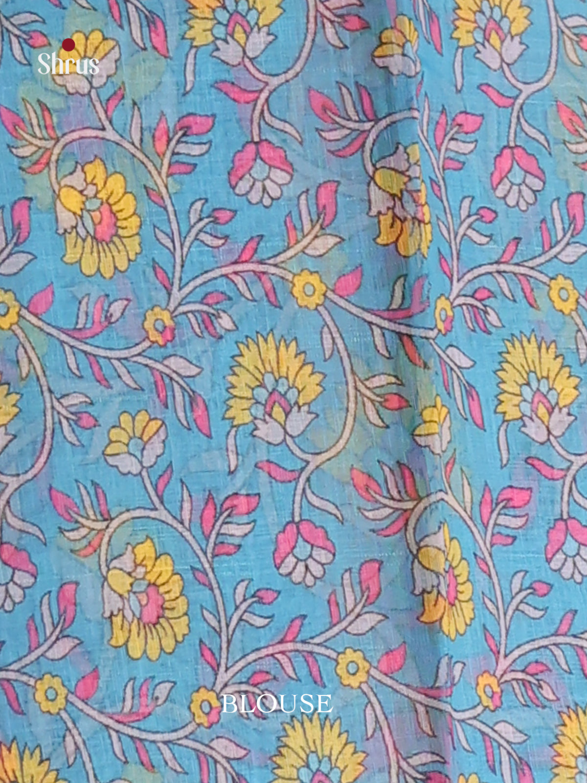 Yellow & Blue - Linen Cotton Saree