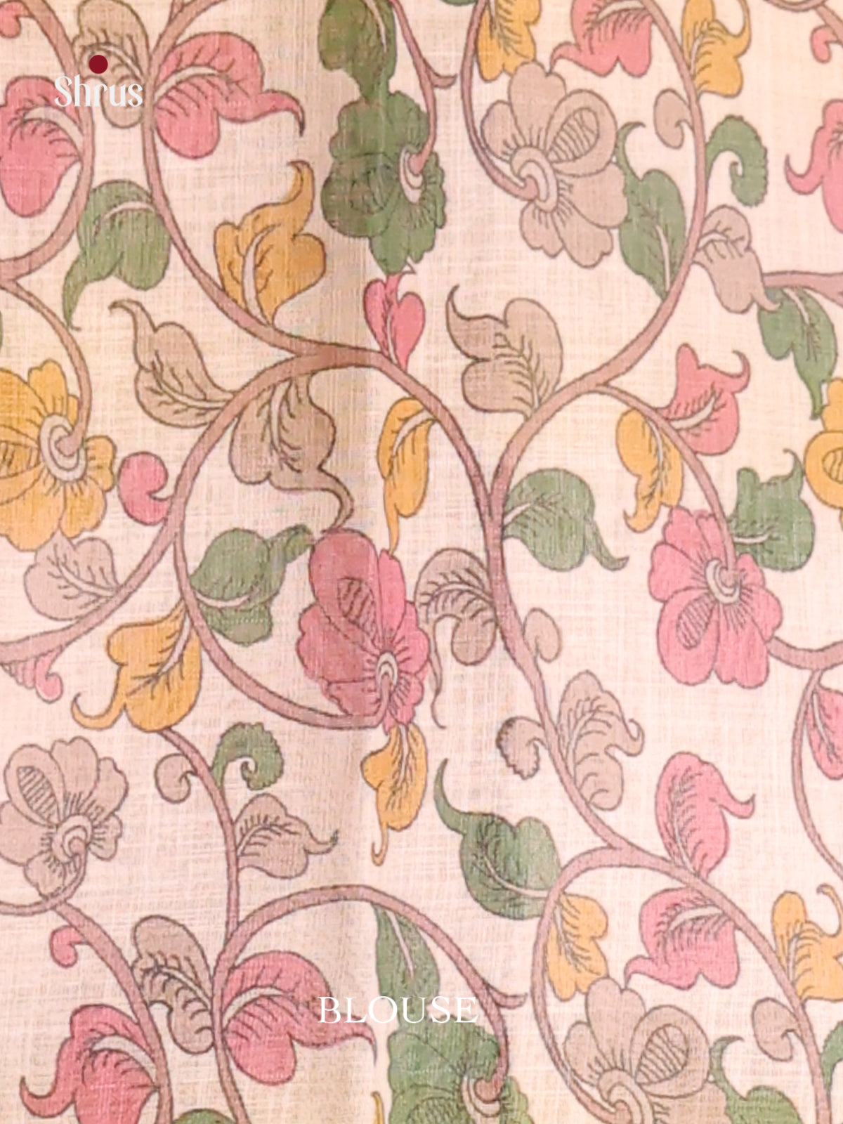 Cream & Green - Linen Cotton Saree