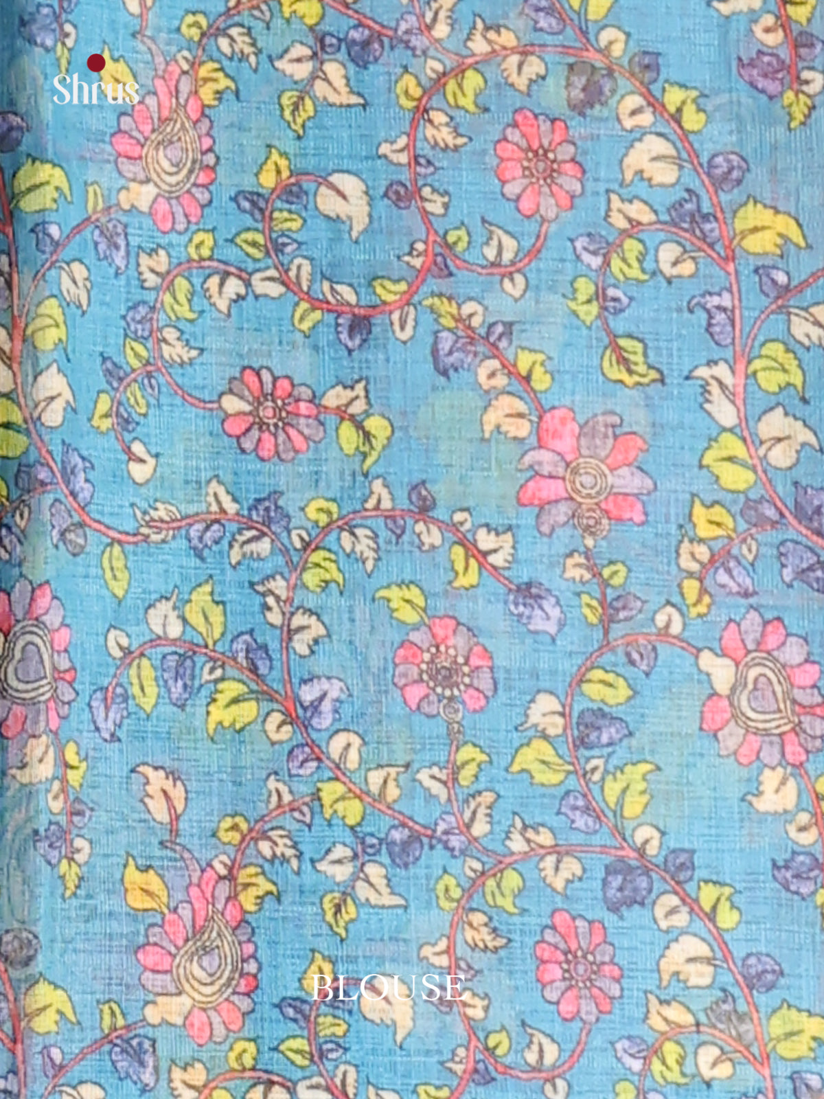 Pink & Blue - Linen Cotton Saree - Shop on Shrus.com