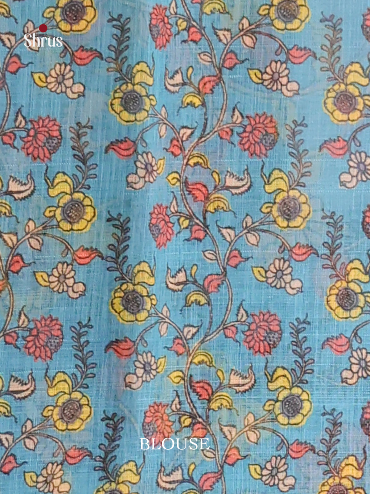 Yellow & Blue- Linen Cotton Saree - Shop on Shrus.com
