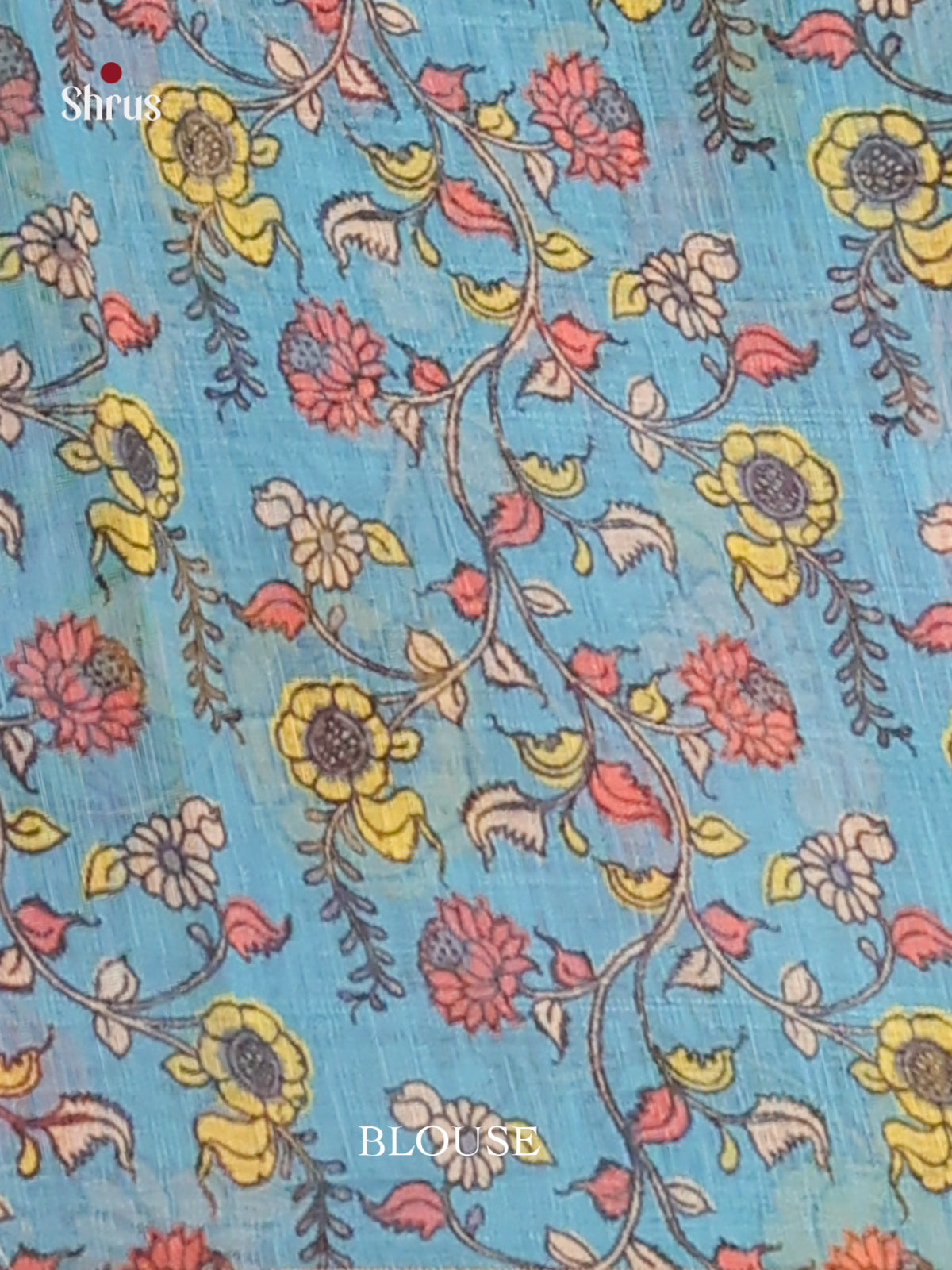 Yellow & blue - Linen Cotton Saree - Shop on Shrus.com