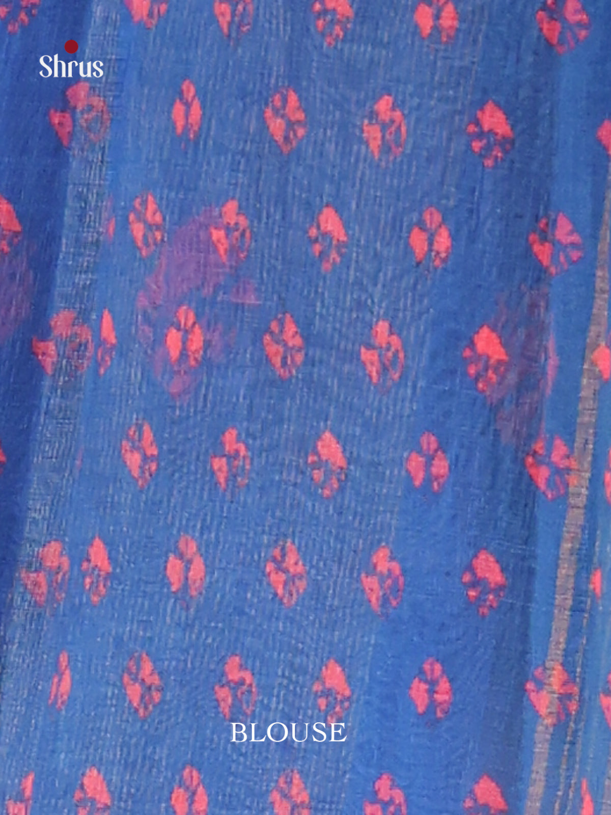 Pink & Blue - Linen Cotton Saree - Shop on Shrus.com