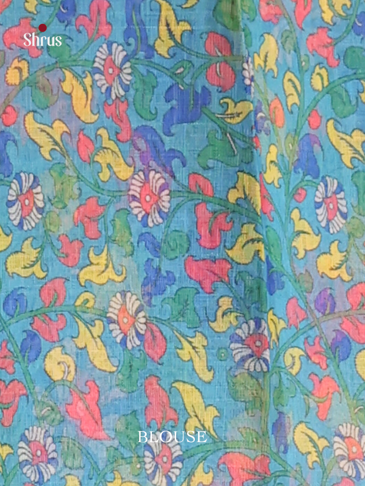 Yellow & Blue - Linen Cotton Saree - Shop on Shrus.com