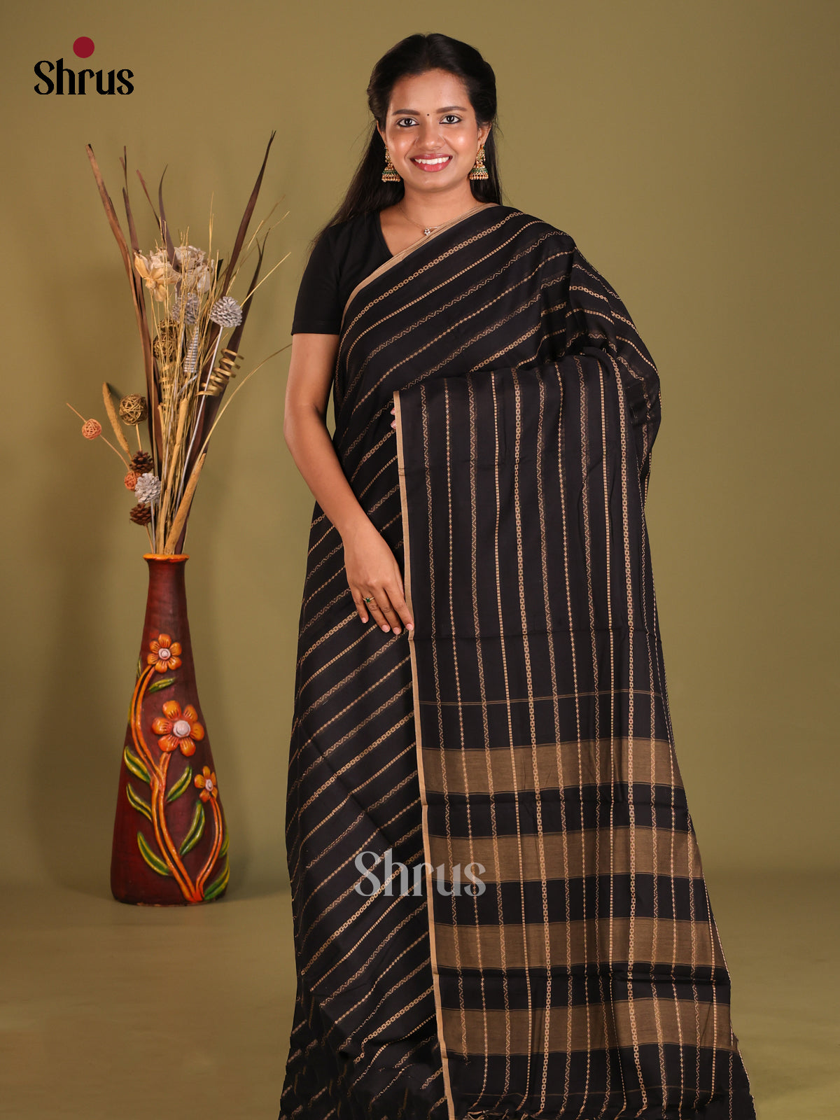 Black - Narayanpet Cotton Saree