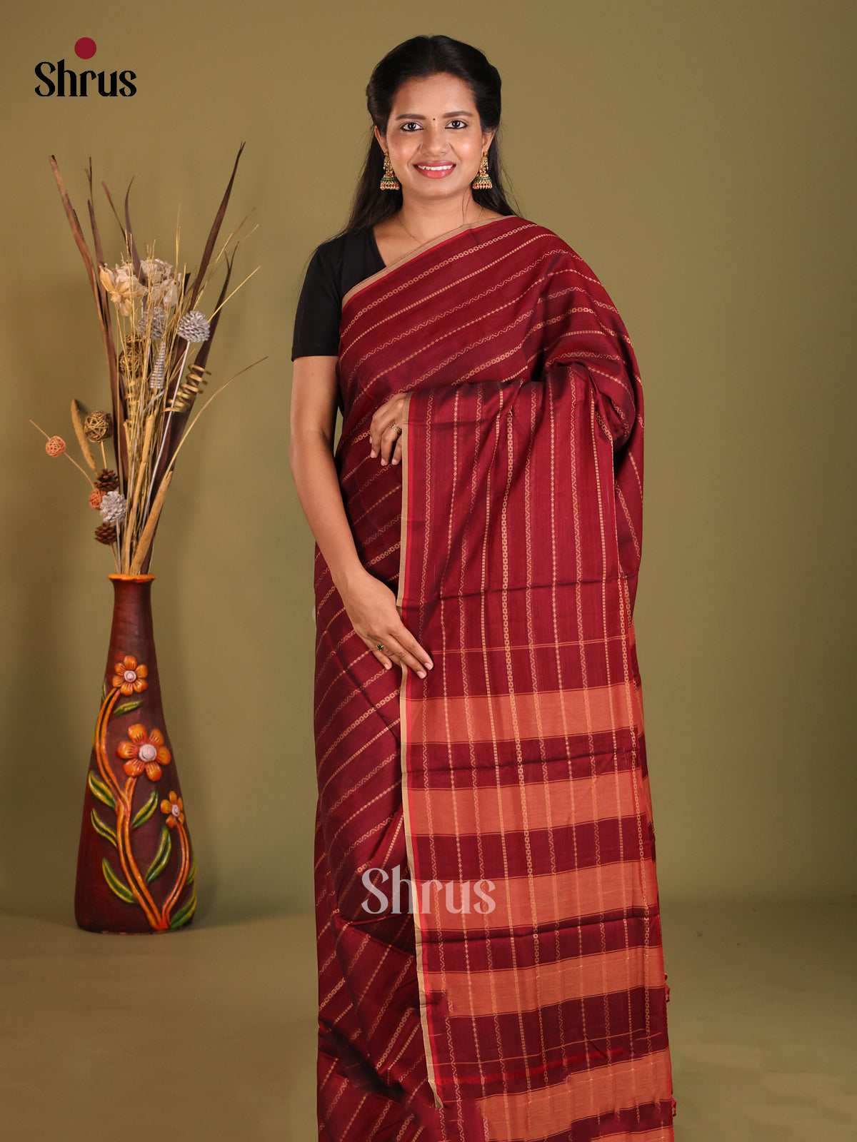 Maroon - Narayanpet Cotton Saree