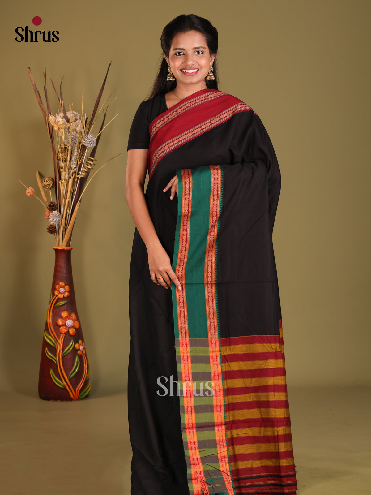Black & Green - Narayanpet Cotton Saree