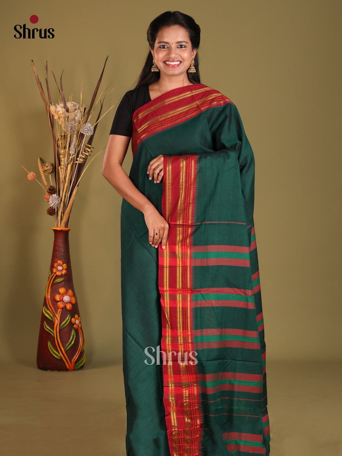 Green & Red - Narayanpet Cotton Saree