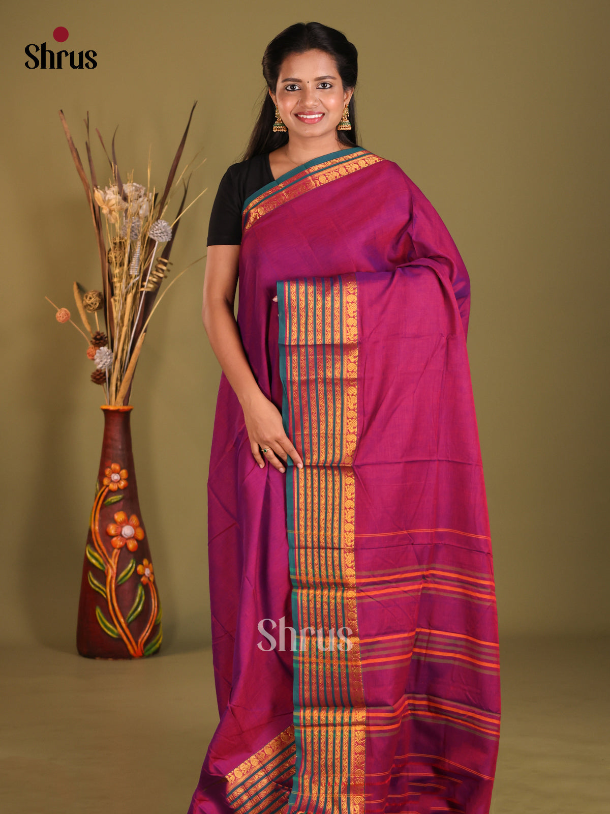 Purple & Green - Narayanpet Cotton Saree