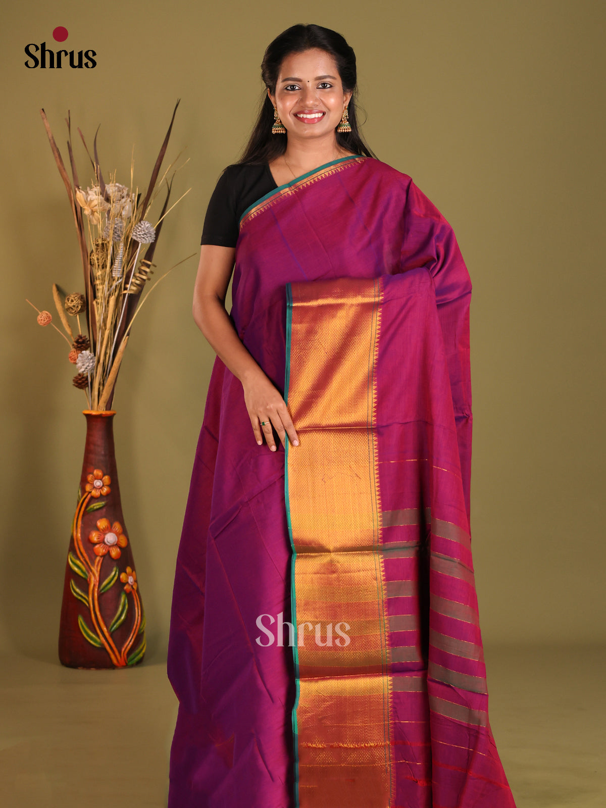 Purple & Green - Narayanpet Cotton Saree