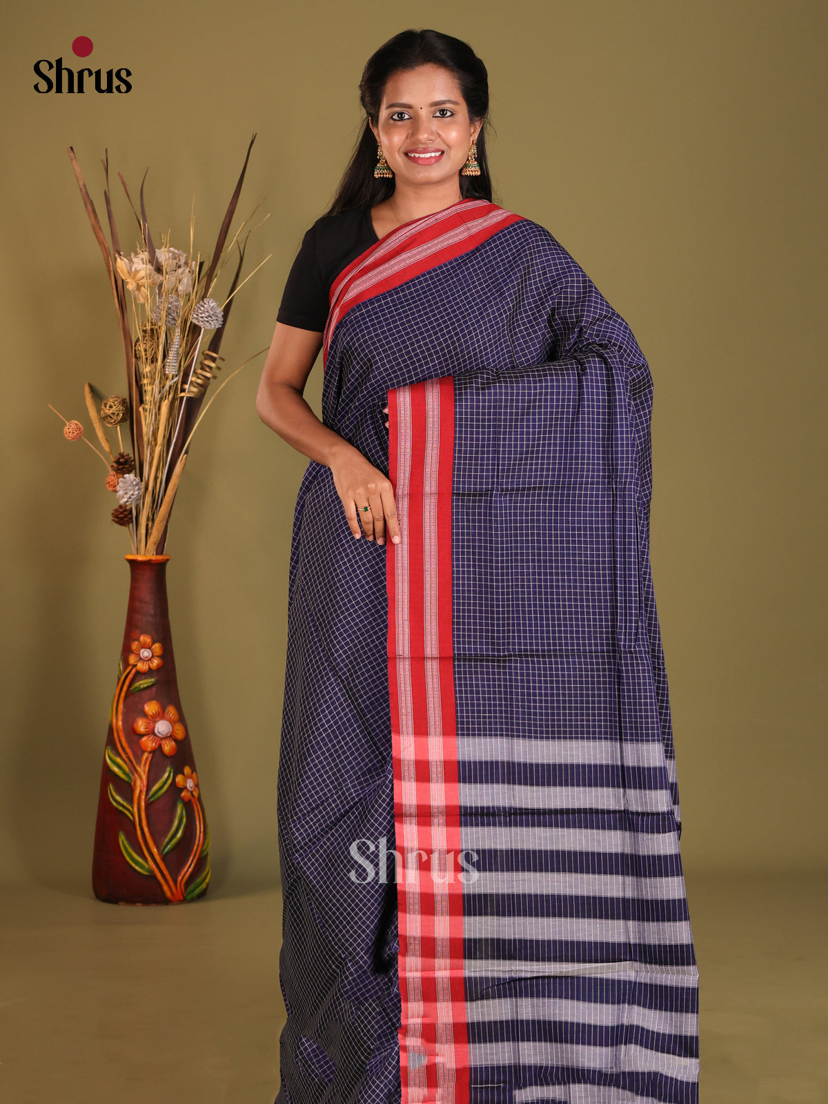 Blue & Red - Narayanpet Cotton Saree