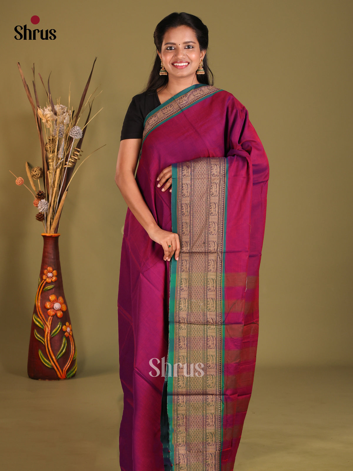 Purple & Green - Narayanpet Cotton Saree