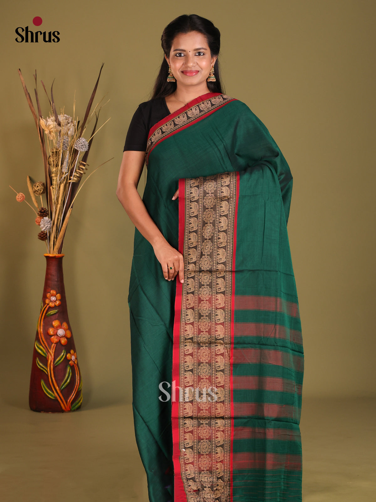 Green & Red - Narayanpet Cotton Saree