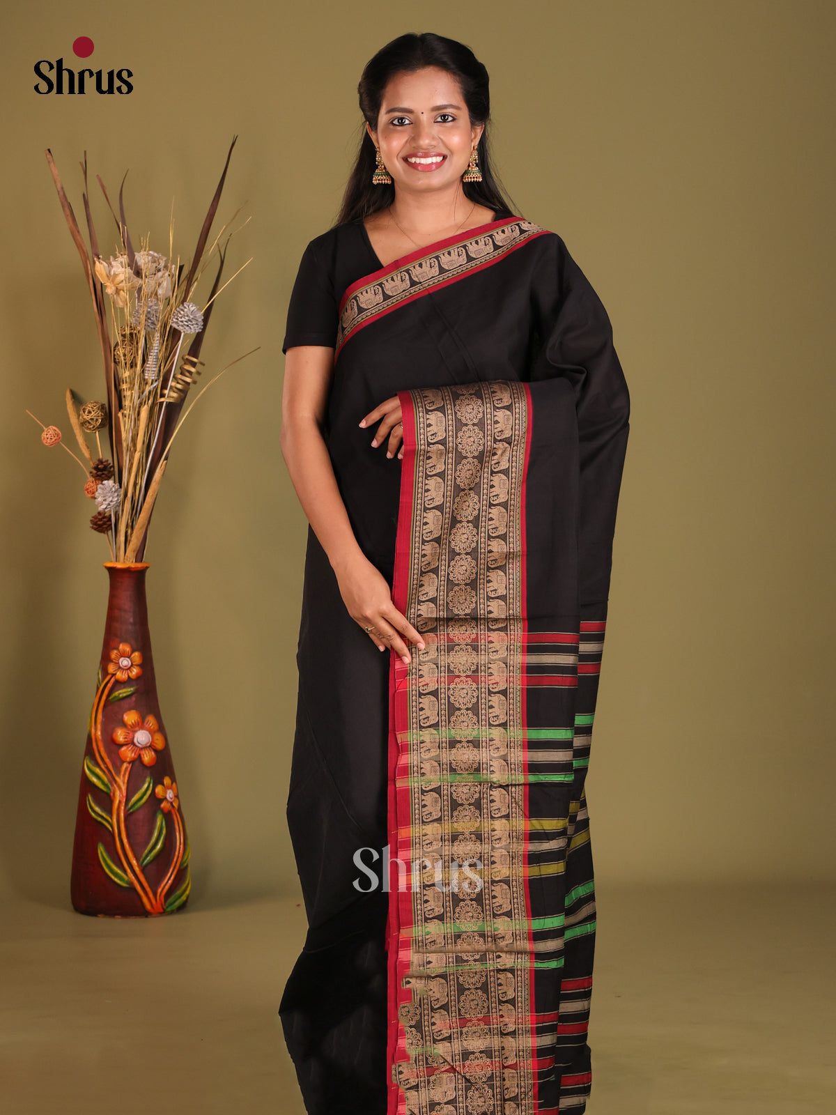 Black & Red - Narayanpet Cotton Saree