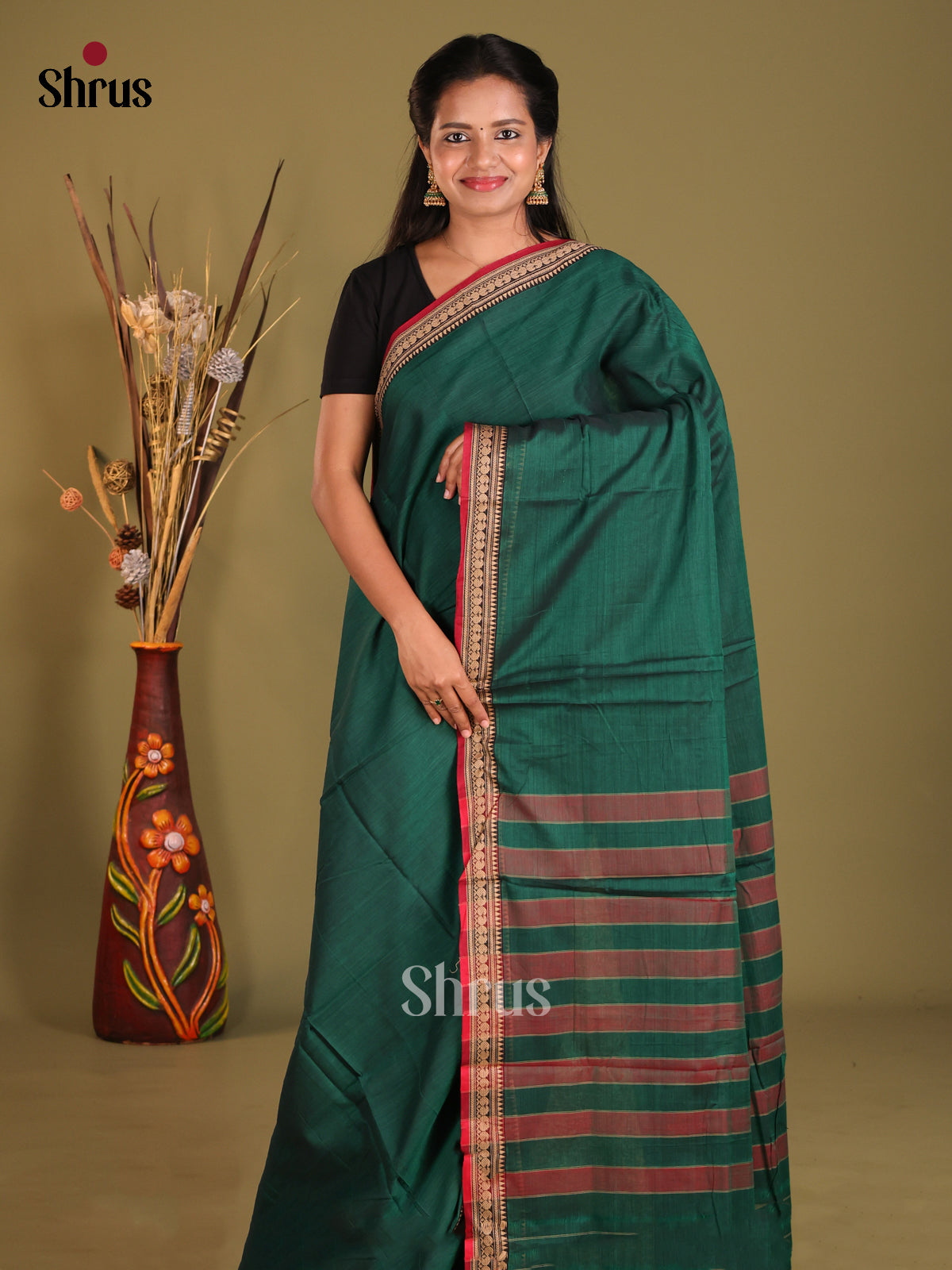 Green & Red - Narayanpet Cotton Saree
