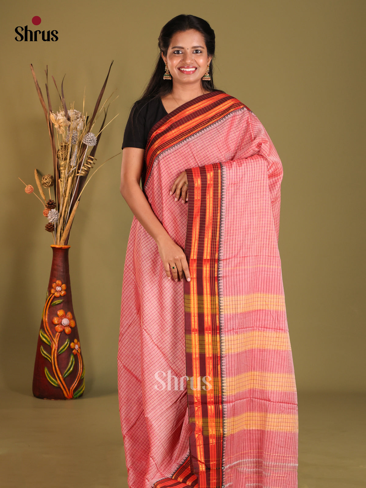 Pink & Maroon- Narayanpet Cotton Saree