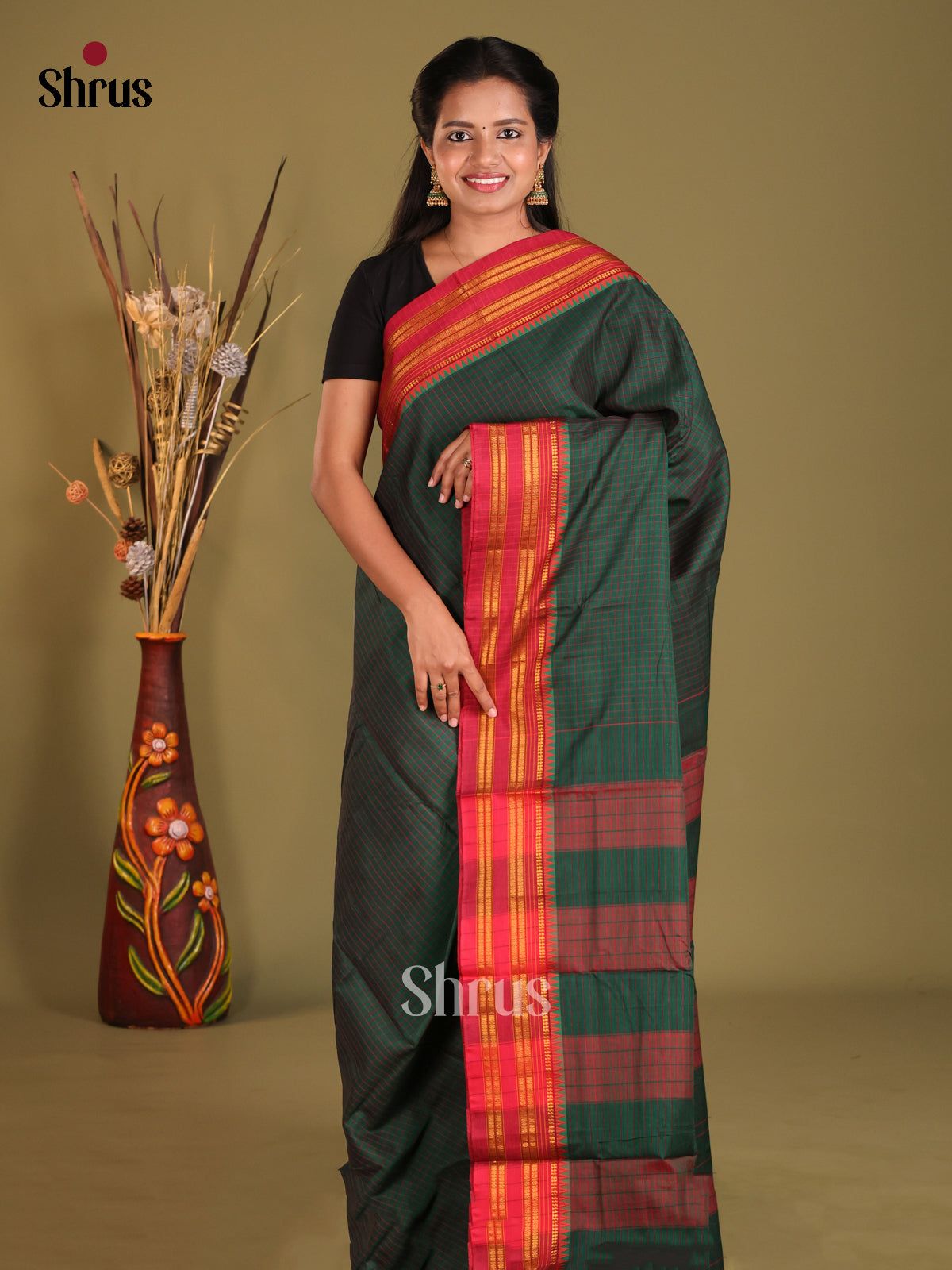 Green & Red - Narayanpet Cotton Saree