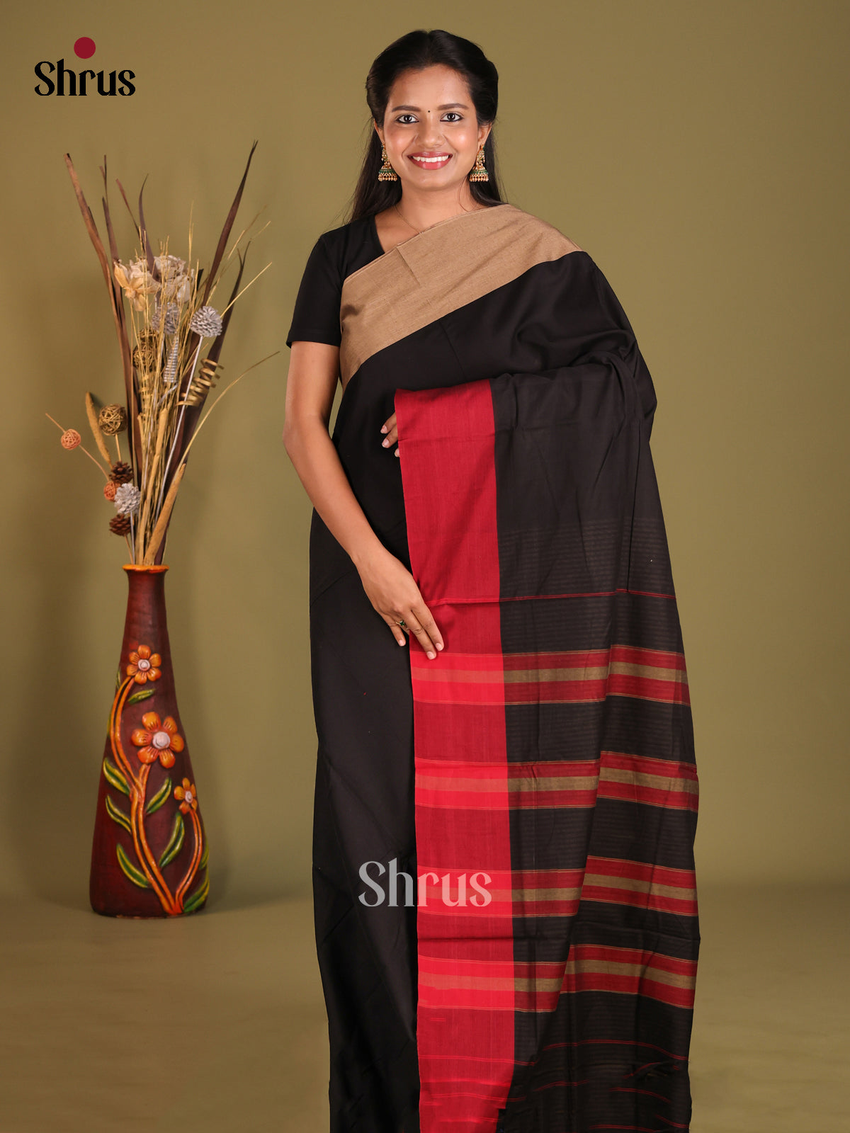 Black & Red - Narayanpet Cotton Saree