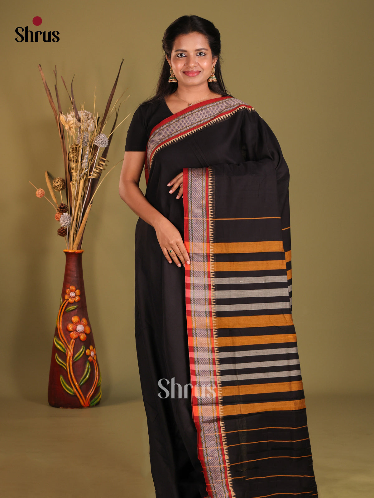 Black & Red - Narayanpet Cotton Saree