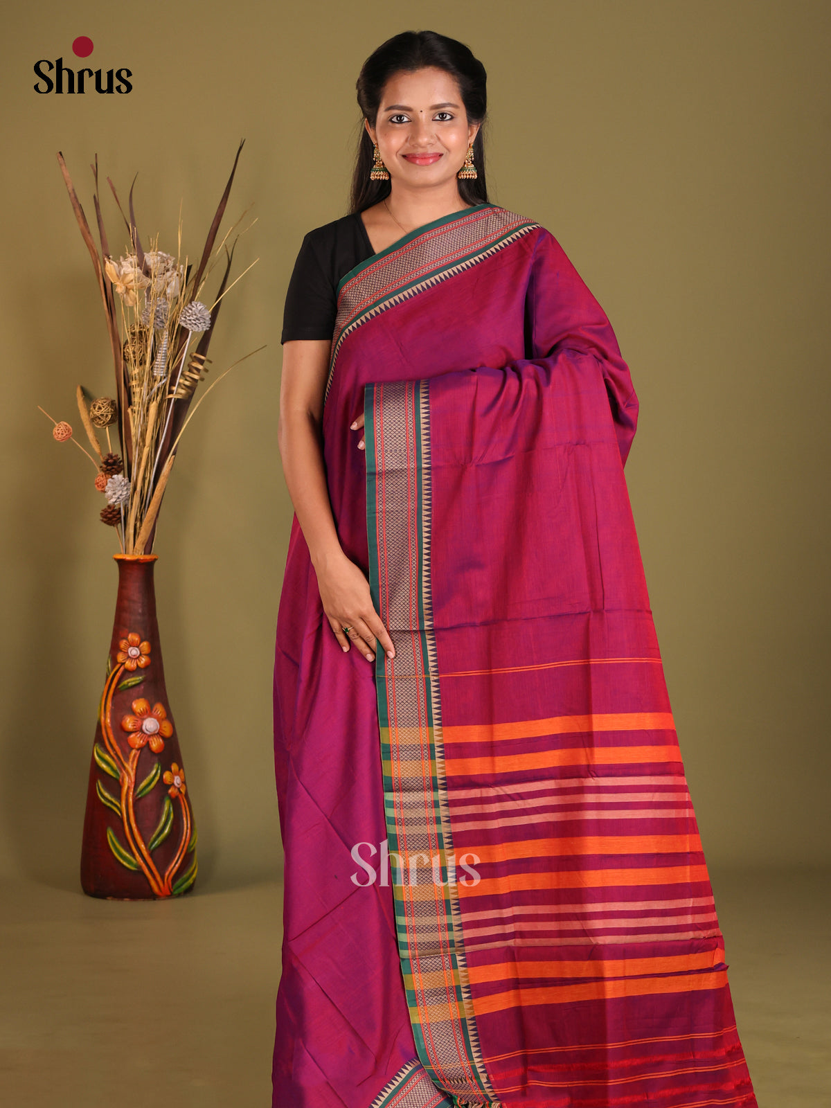 Purple & Green - Narayanpet Cotton Saree