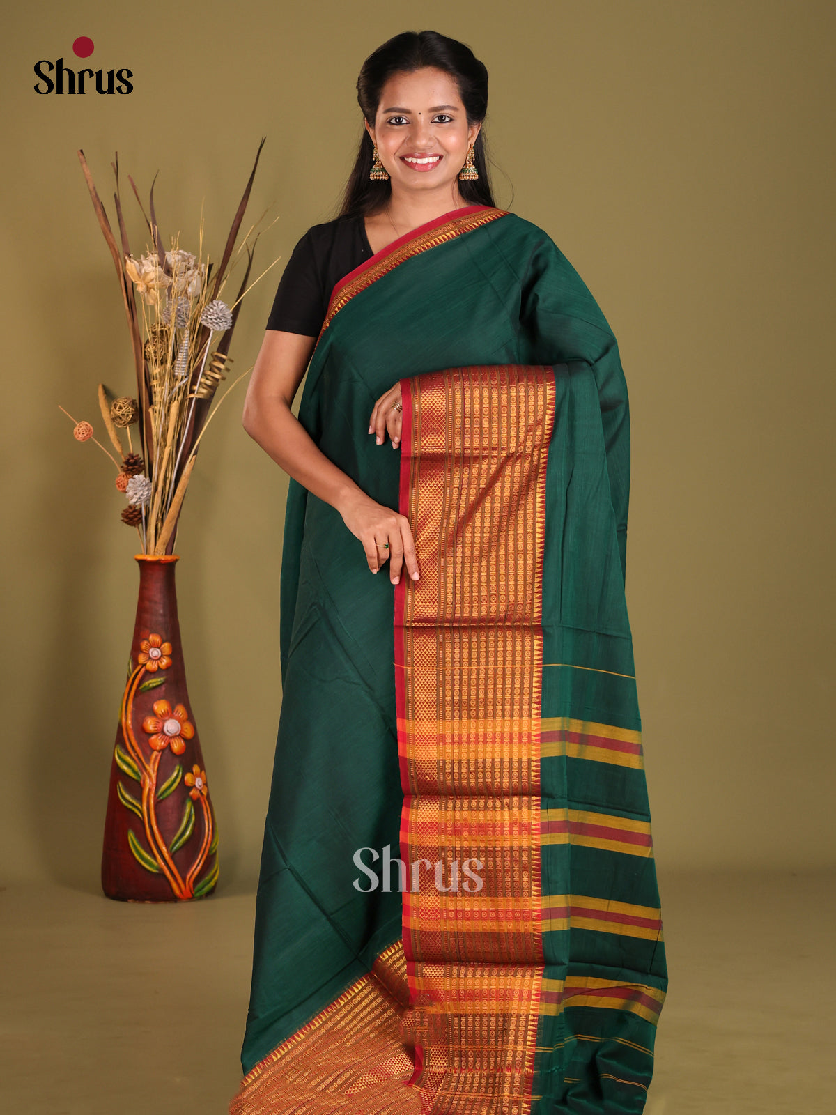 Green & Maroon - Narayanpet Cotton Saree