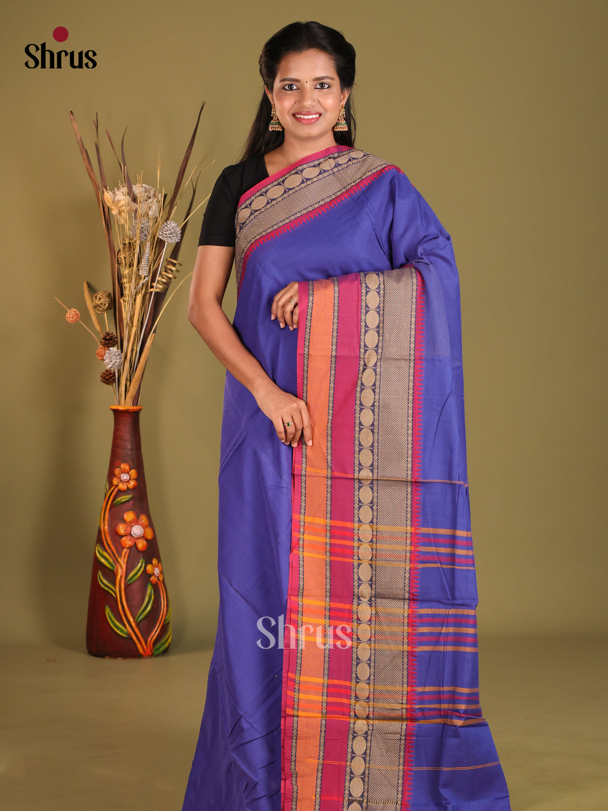 Blue & Purple - Narayanpet Cotton Saree