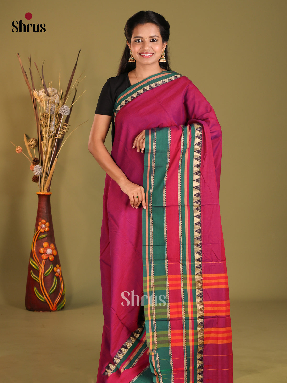 Purple & Green- Narayanpet Cotton Saree