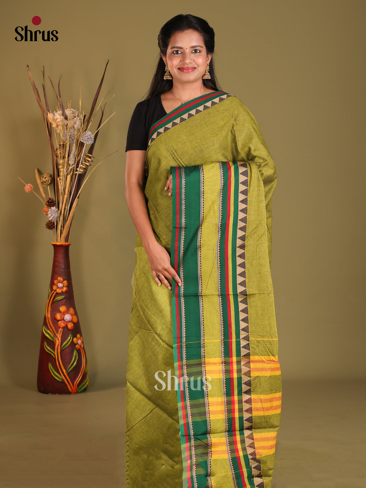 Light Green & Green - Narayanpet Cotton Saree