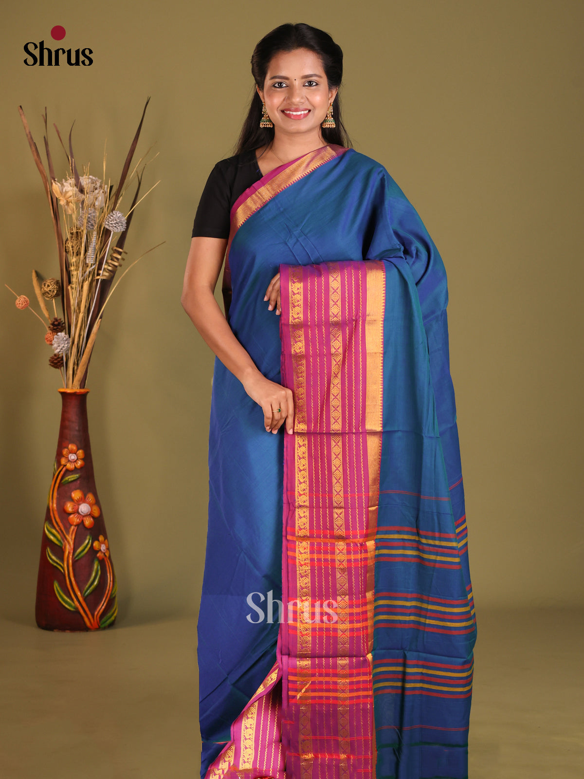 Blue & Purple - Narayanpet Cotton Saree