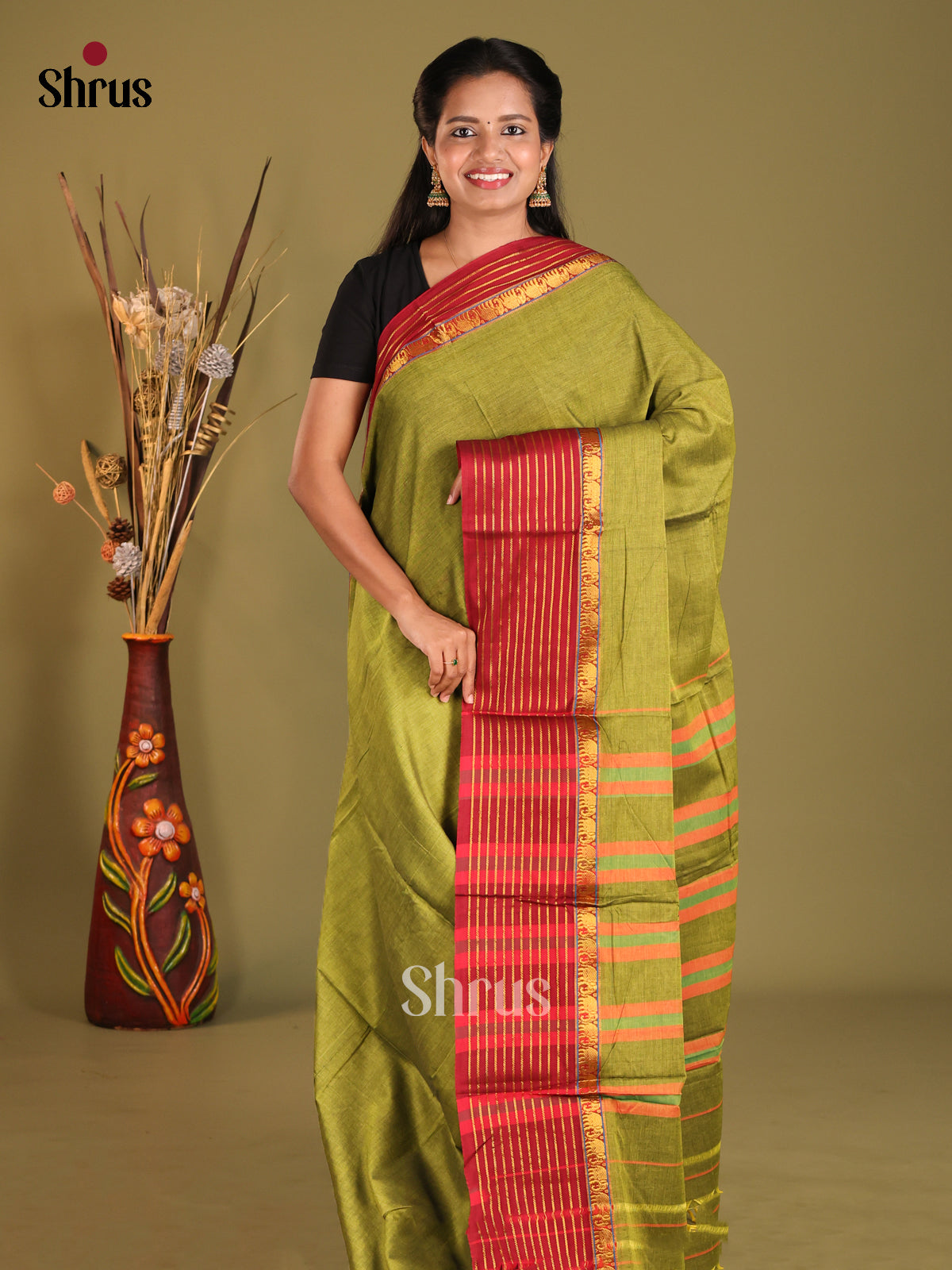 Green & Maroon - Narayanpet Cotton Saree