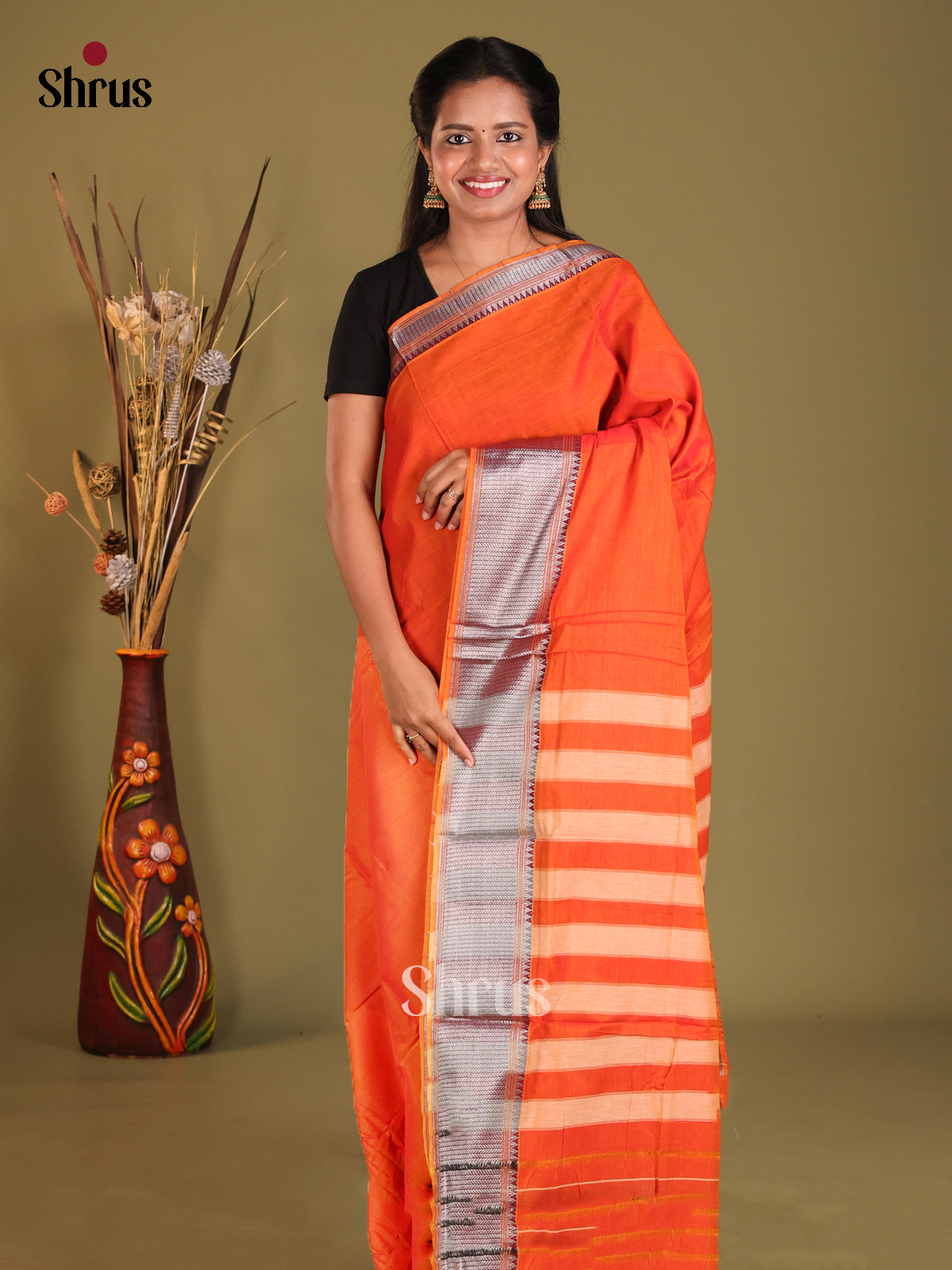 Orange - Narayanpet Cotton Saree