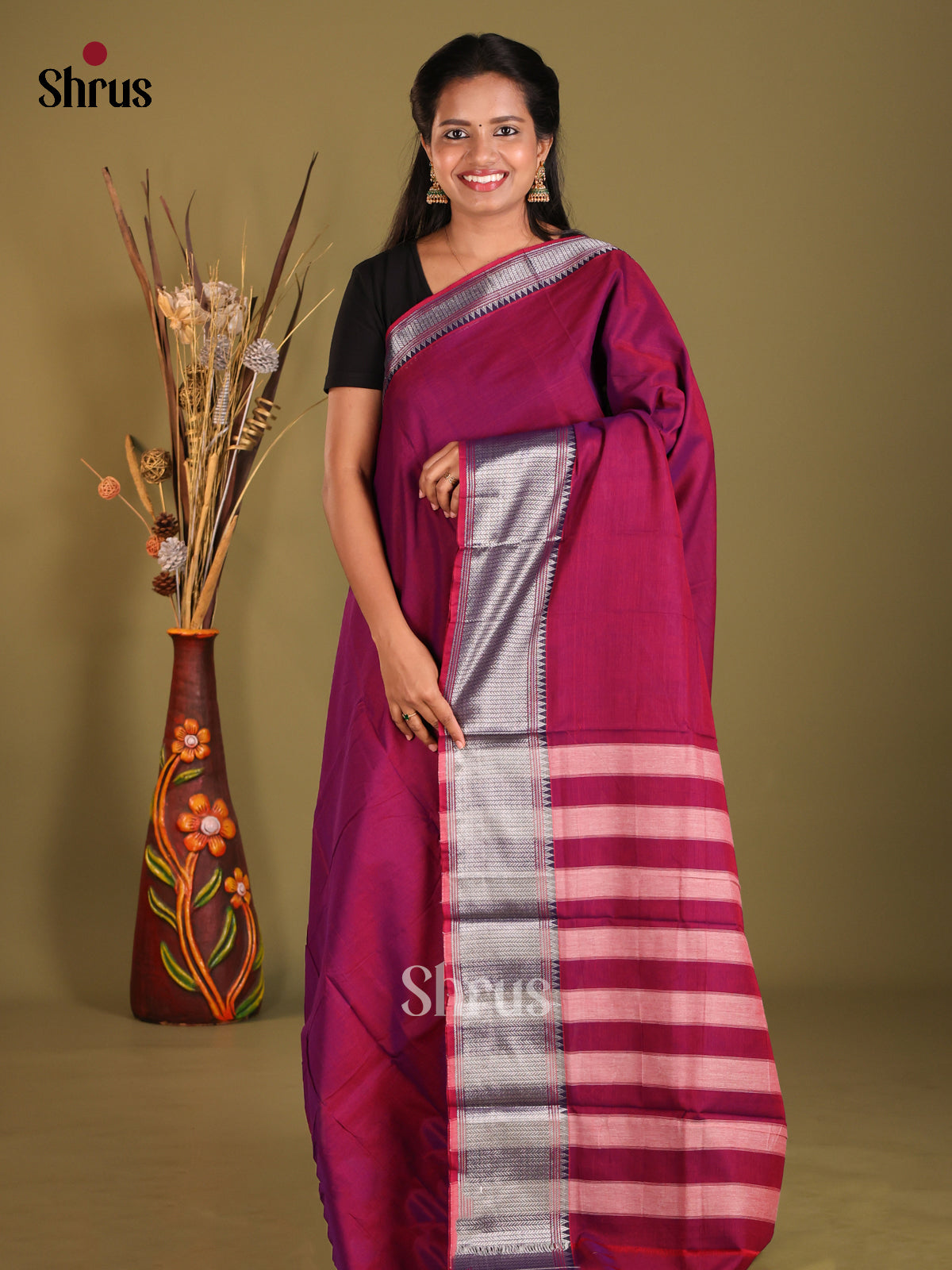 Purple & Maroon- Narayanpet Cotton Saree