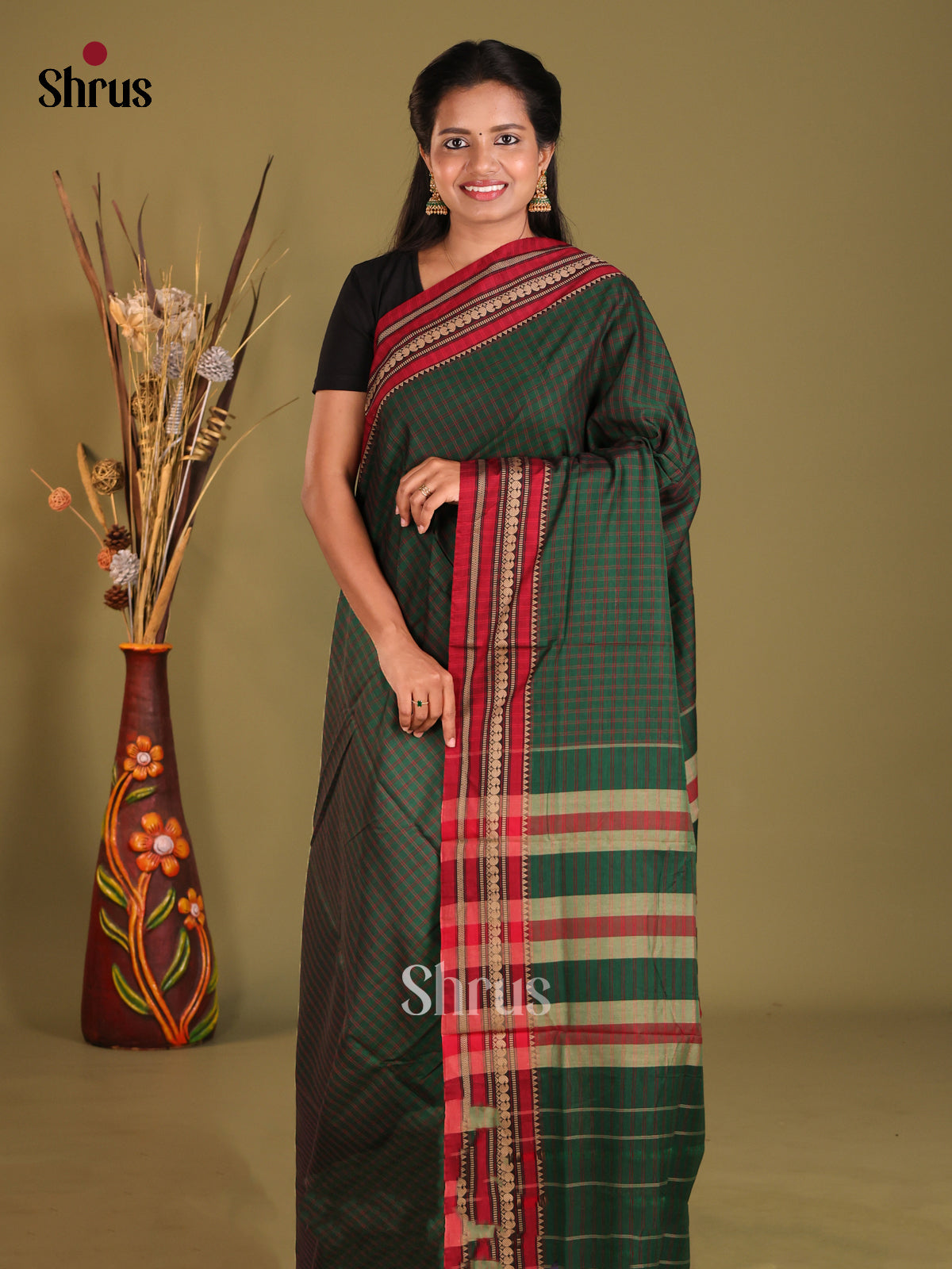 Green & Red - Narayanpet Cotton Saree