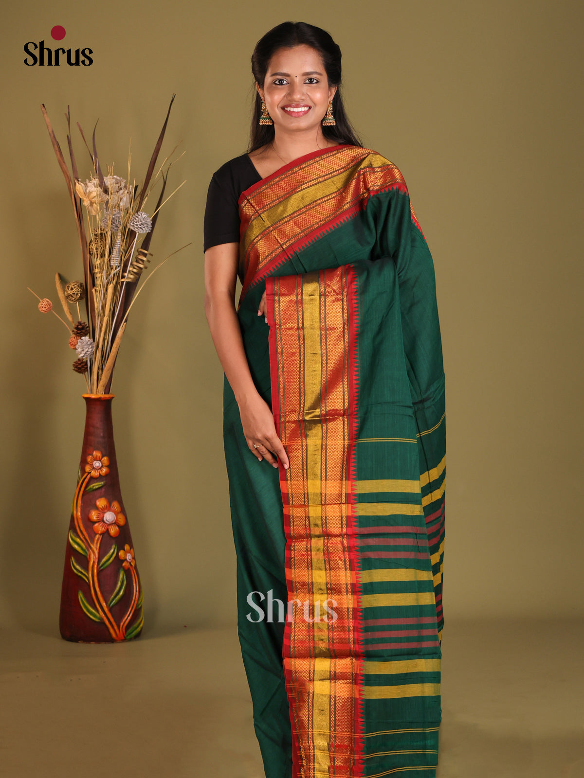 Green & maroon - Narayanpet Cotton Saree