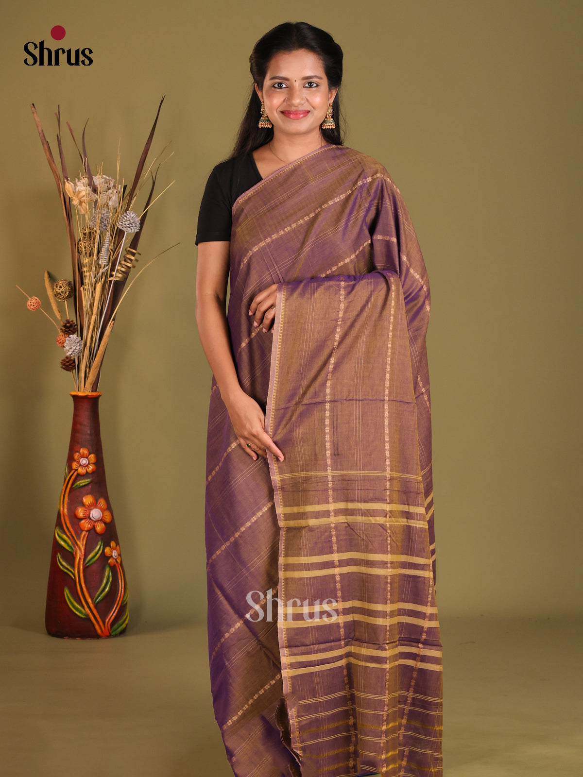 Double Shaded Brown- Narayanpet Cotton Saree