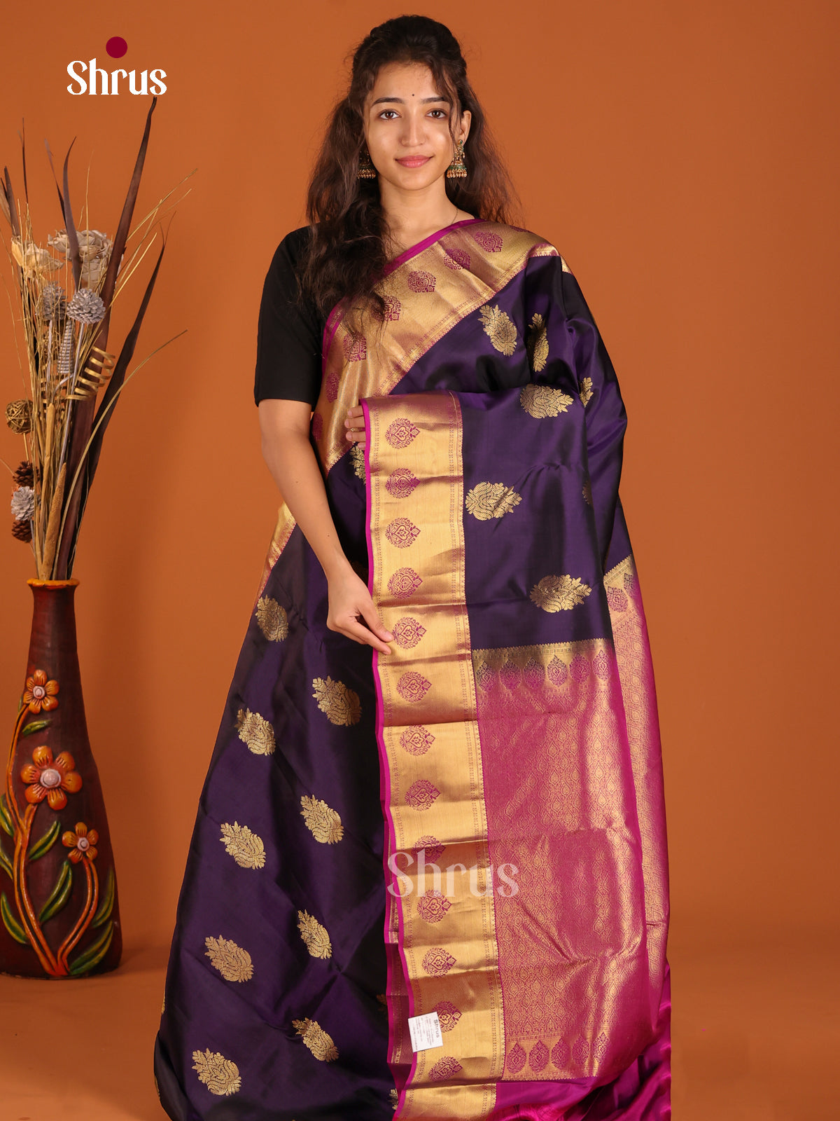 Violet & Purple - Kanchipuram-halfpure Saree - Shop on Shrus.com