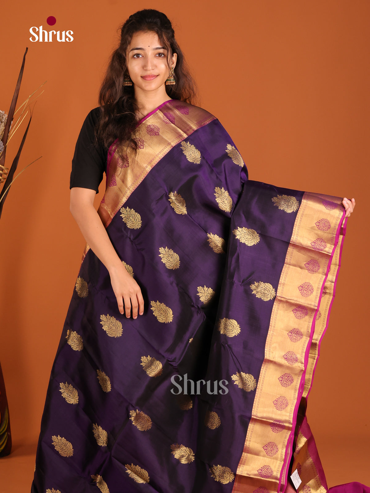 Violet & Purple - Kanchipuram-halfpure Saree - Shop on Shrus.com