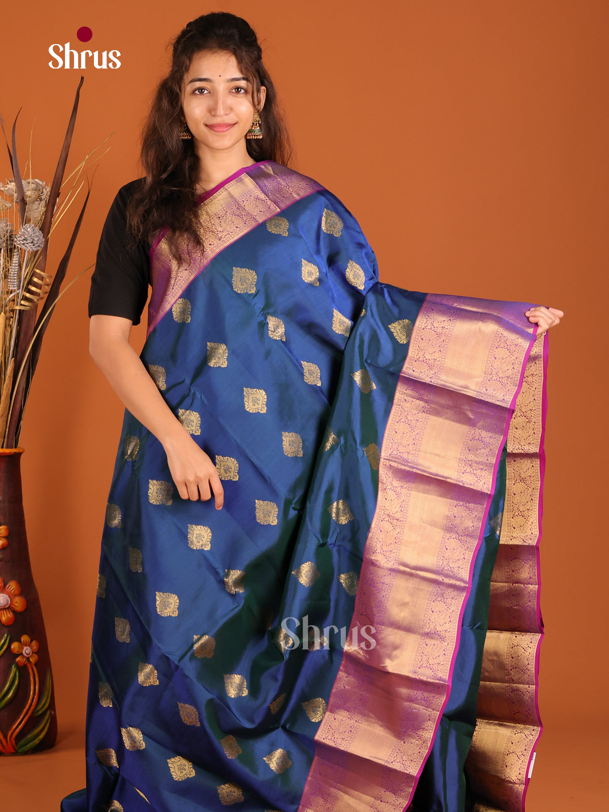 Blue & Purple- Kanchipuram-halfpure Saree